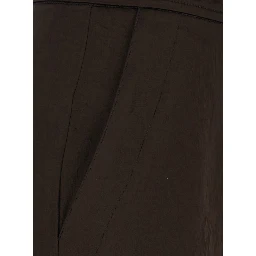 Brown Pants with two patch pockets on the side and drawstring hem in tech fabric for women