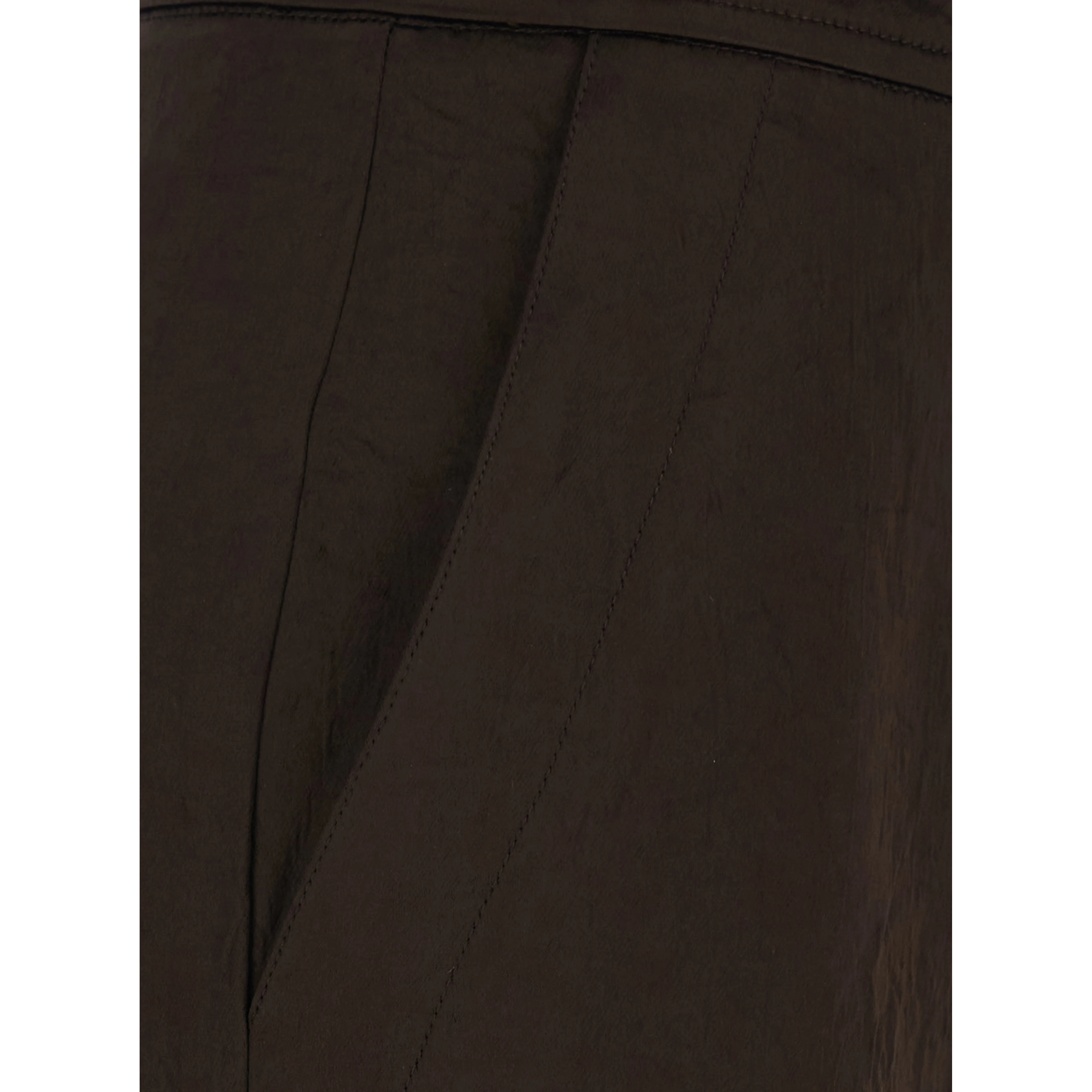 Brown Pants with two patch pockets on the side and drawstring hem in tech fabric for women