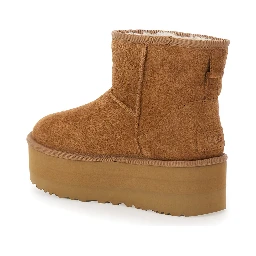 Ankle Boots Classic Mini Platform with Oversized Platform in Brown Suede for Women