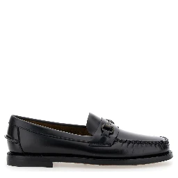 Loafers Joe with Horsebit in Black Leather for Women