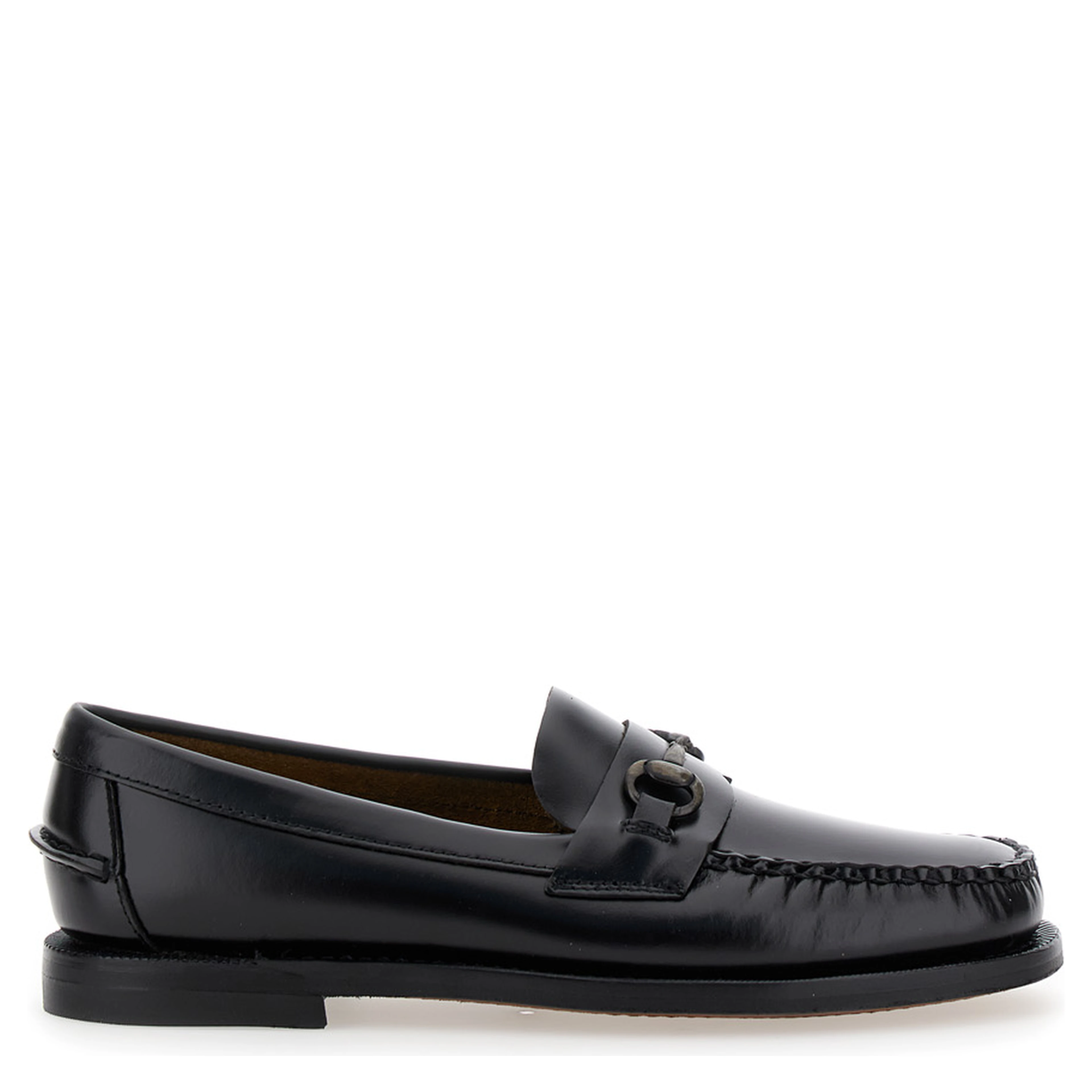 Loafers Joe with Horsebit in Black Leather for Women