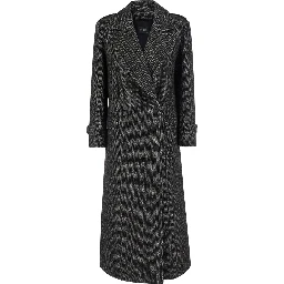 Black Oversized coat with double-breasted closure in fabric for women
