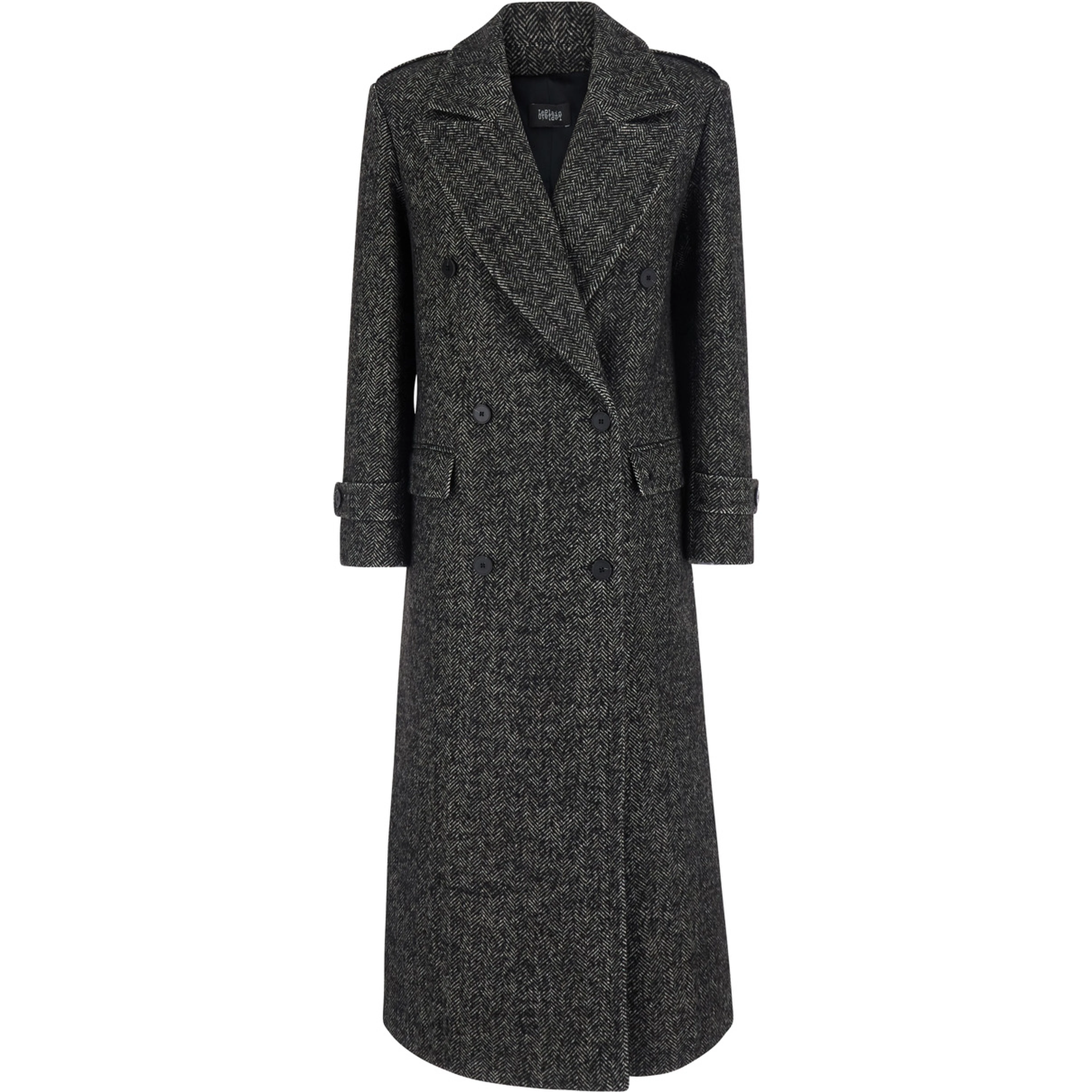 Black Oversized coat with double-breasted closure in fabric for women