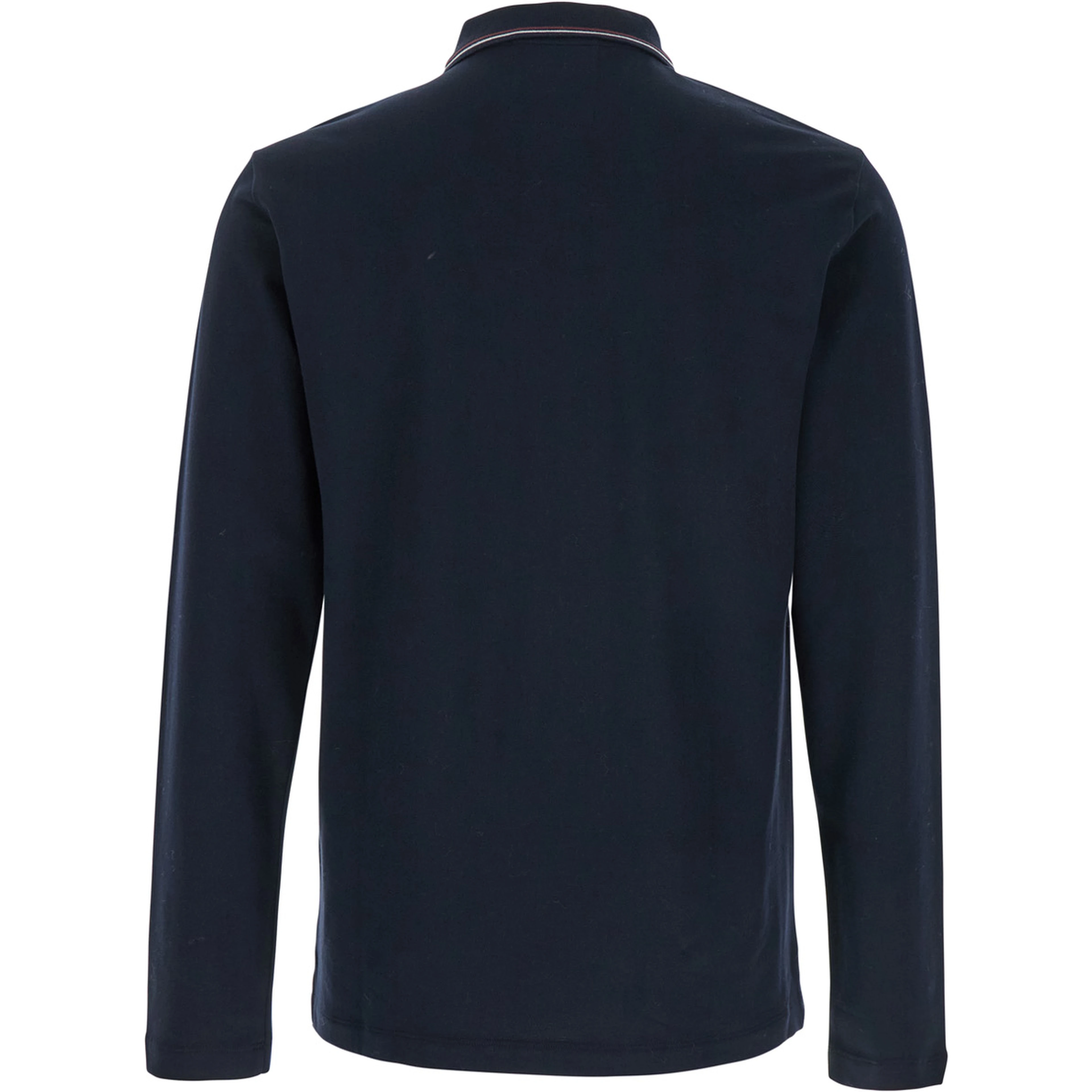 Long Sleeve Polo with Logo Embroidery in Stretch Cotton Blue Men