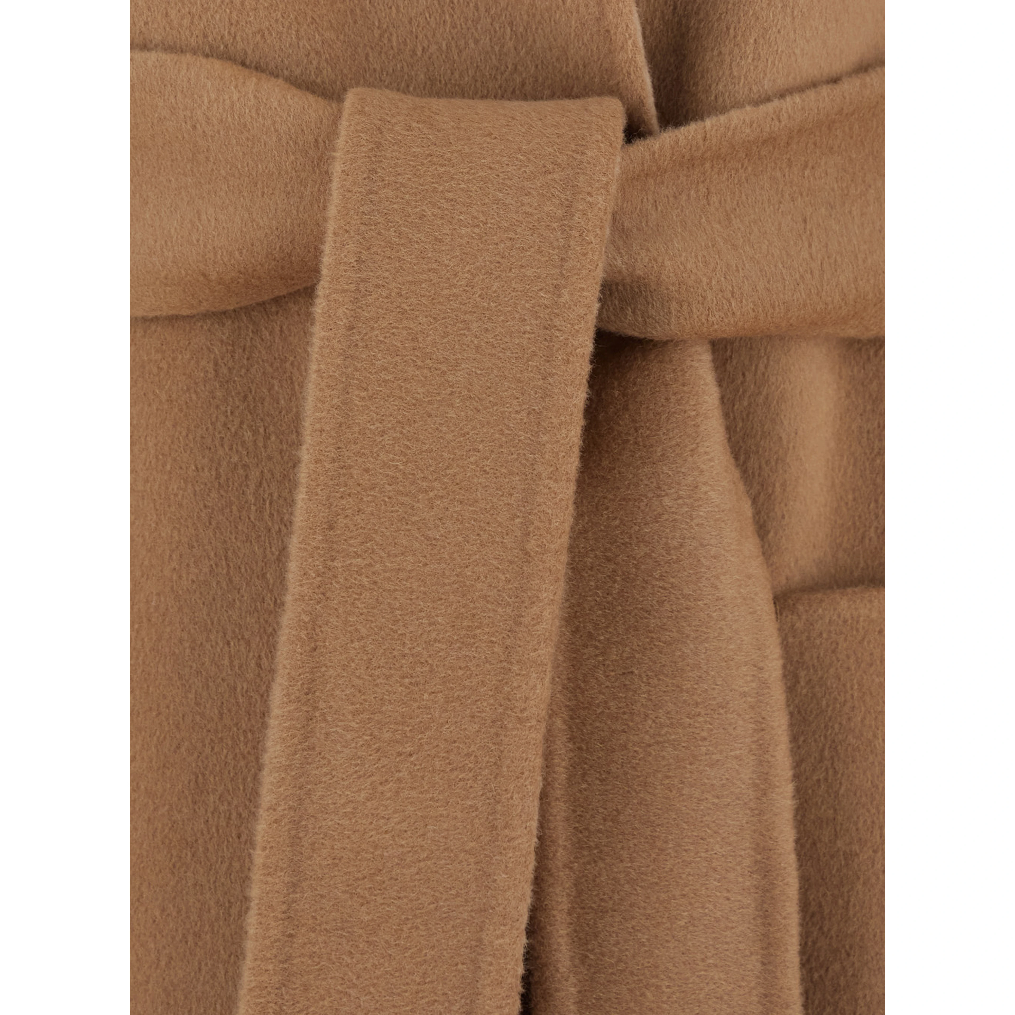 Nodo Beige Coat with no Revers and with a Front Belt Closure in Wool for Women