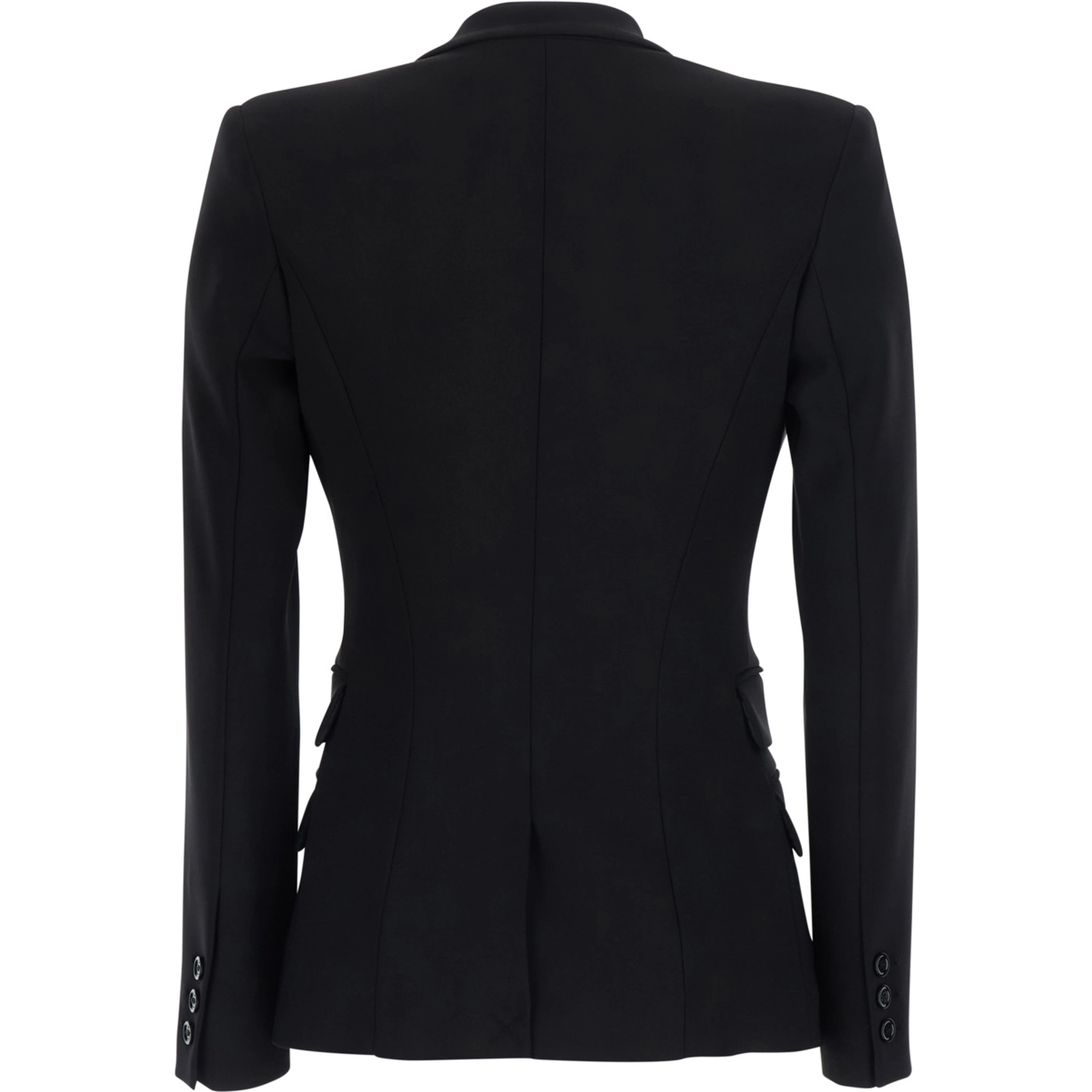 Black single-breasted jacket with Peak Revers in Fabric for Women