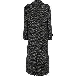 Black Oversized coat with double-breasted closure in fabric for women