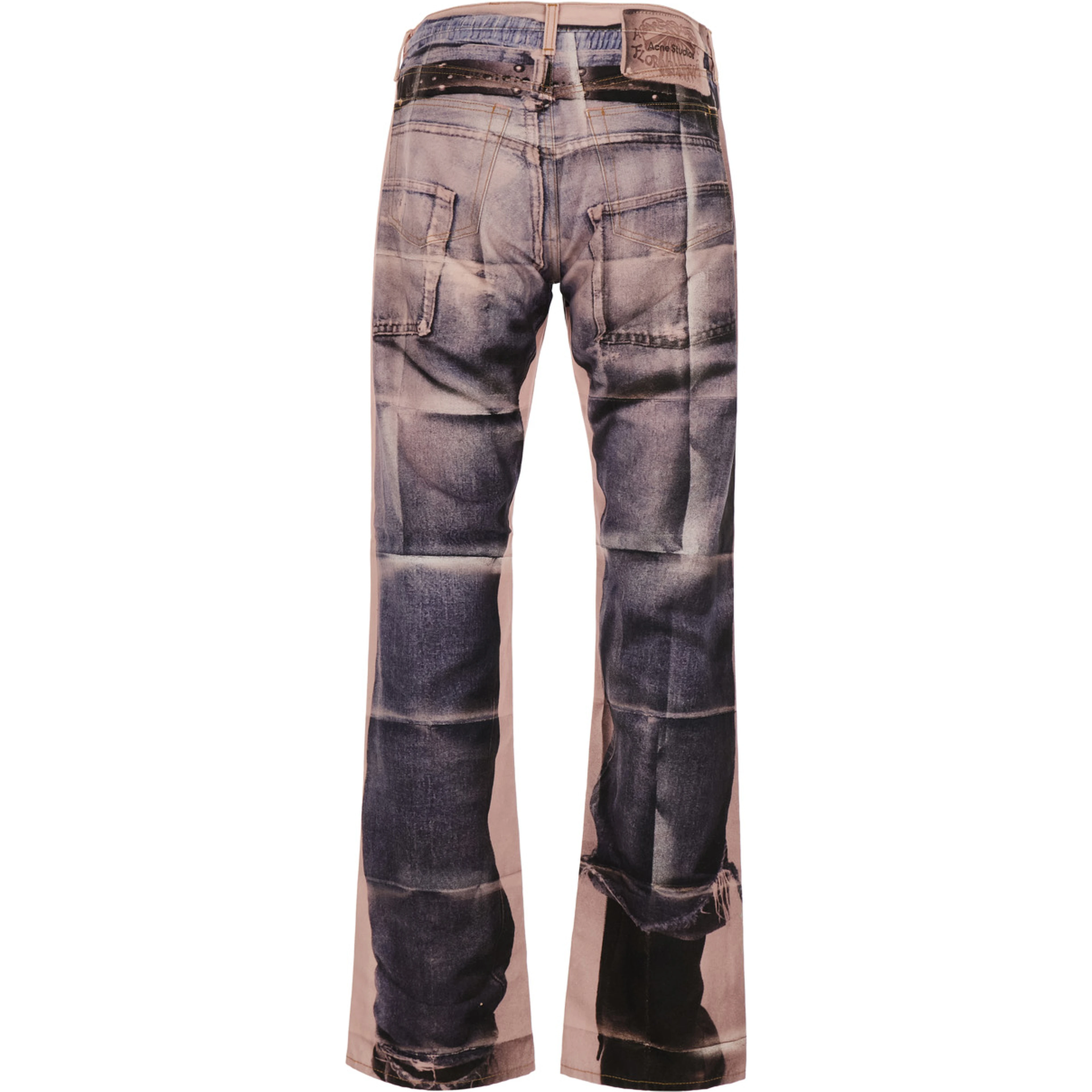 Multicolor Jeans with logo patch on the back and graphic print in denim for men