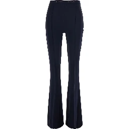 Flare Pants with Elegant Details and Blue Crepe Fabric