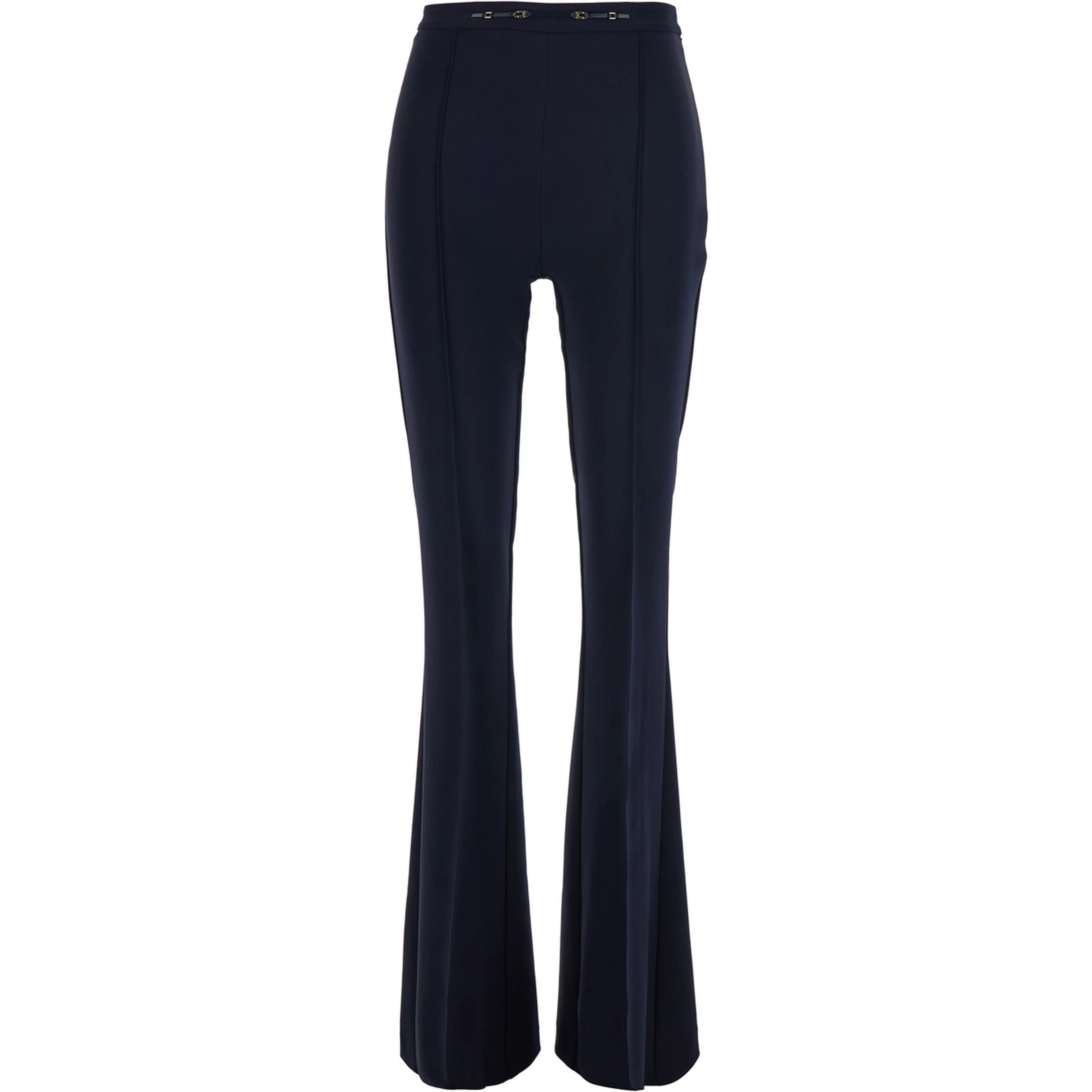 Flare Pants with Elegant Details and Blue Crepe Fabric