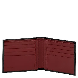 Wallet Revival Gancini with Double Hook in Grained Black Leather for Men