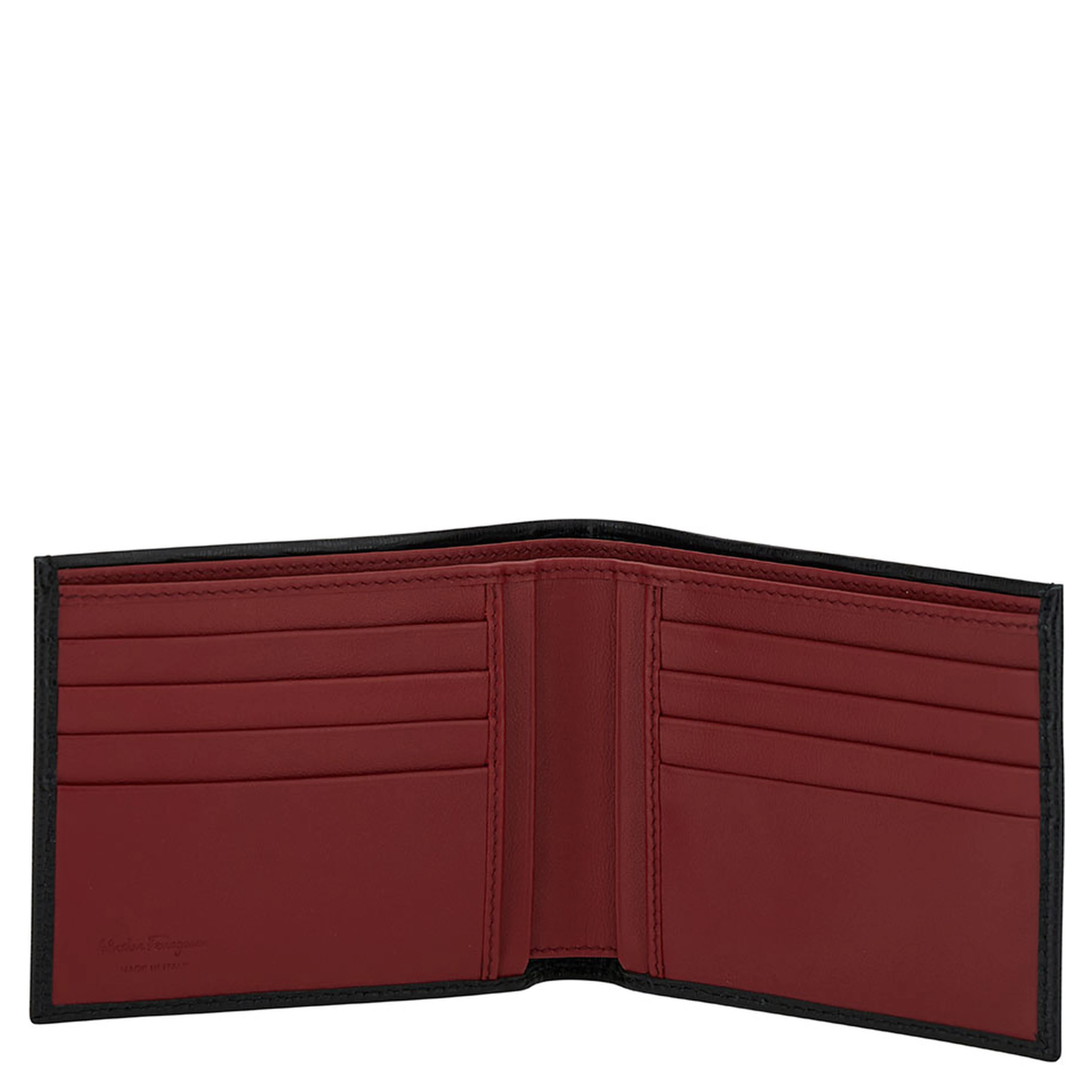 Wallet Revival Gancini with Double Hook in Grained Black Leather for Men