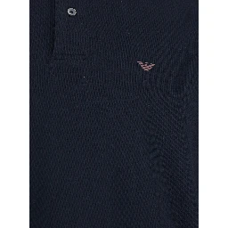 Long Sleeve Polo with Logo Embroidery in Stretch Cotton Blue Men