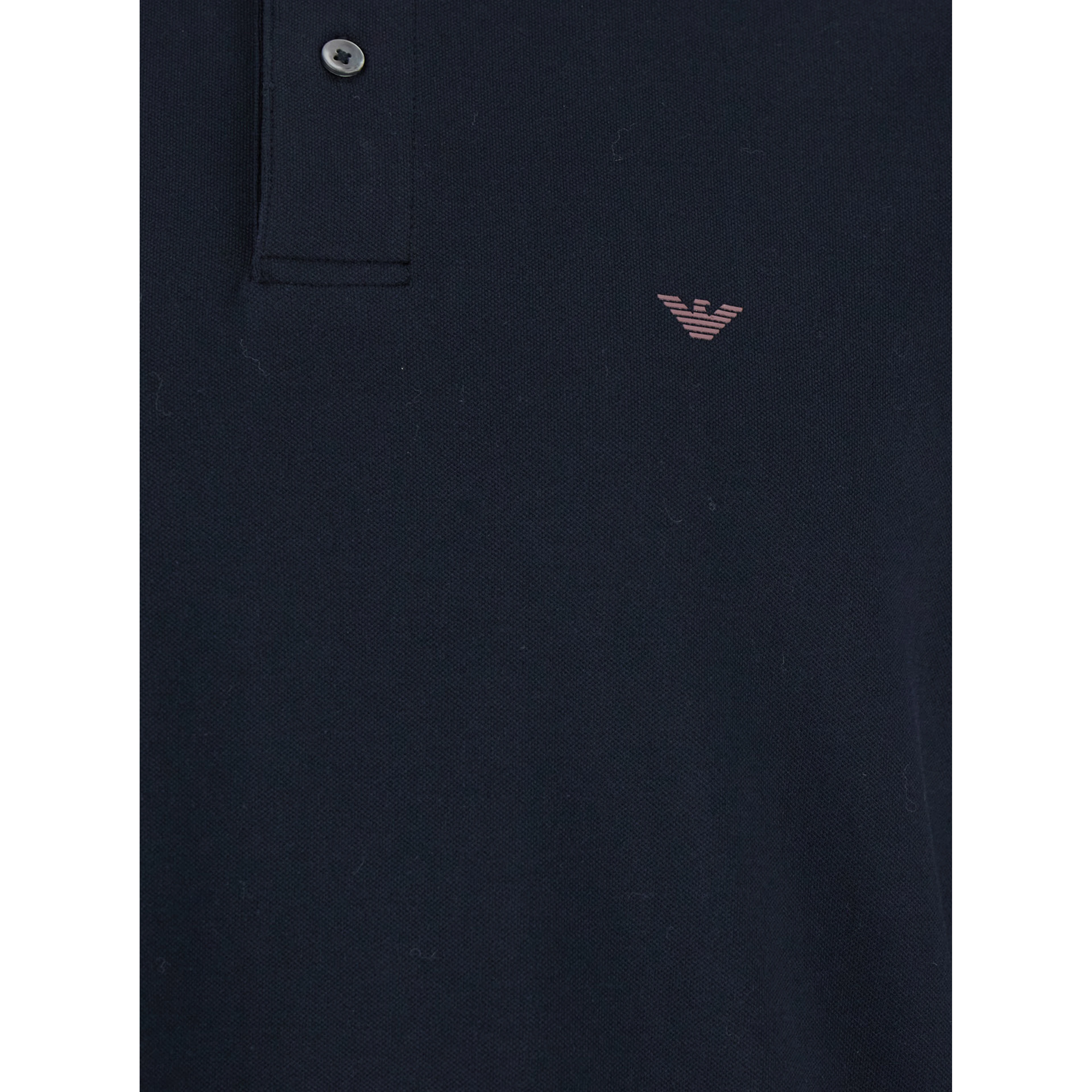 Long Sleeve Polo with Logo Embroidery in Stretch Cotton Blue Men
