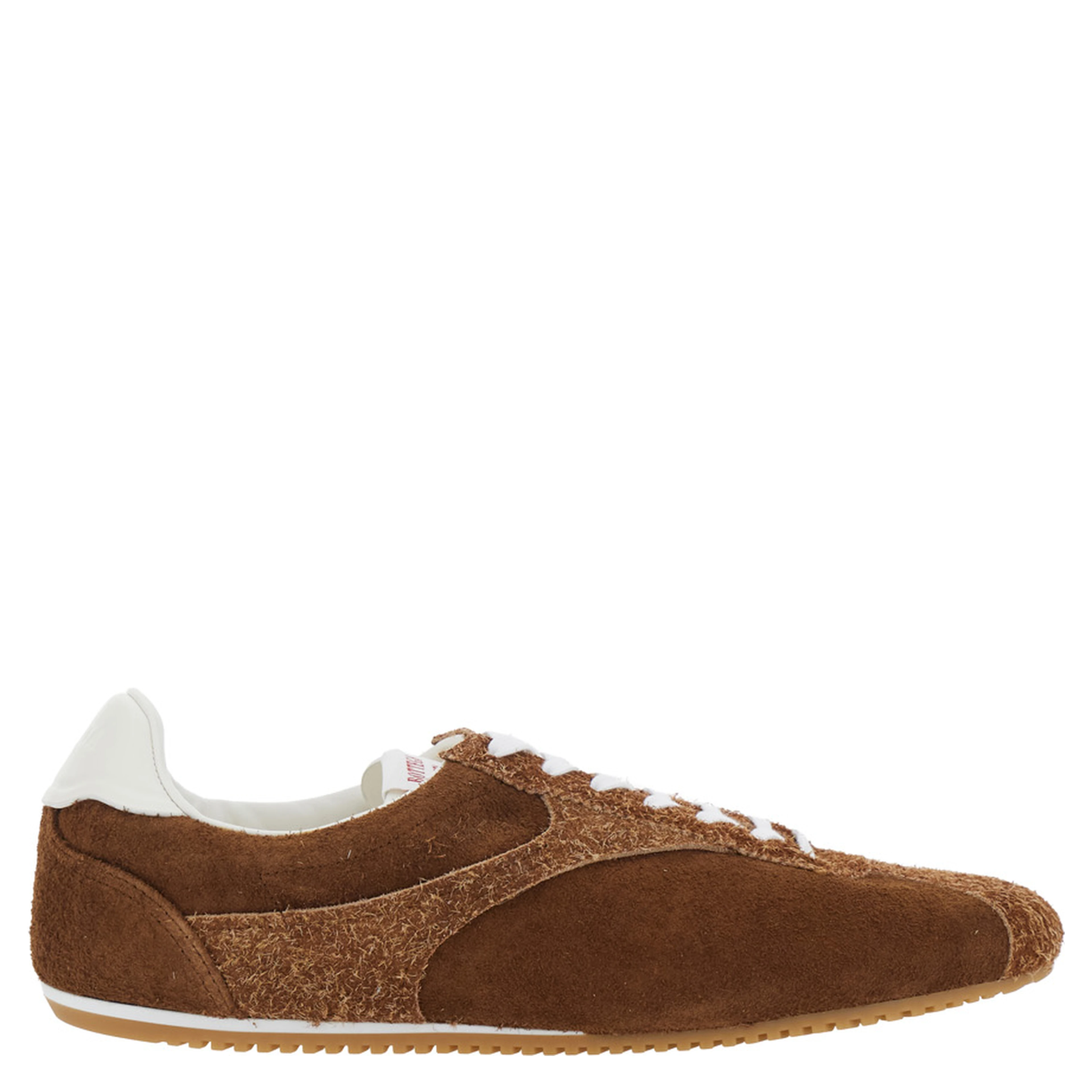Brown Low Top Sneakers with Logo Patch on the Tongue in Suede for Men