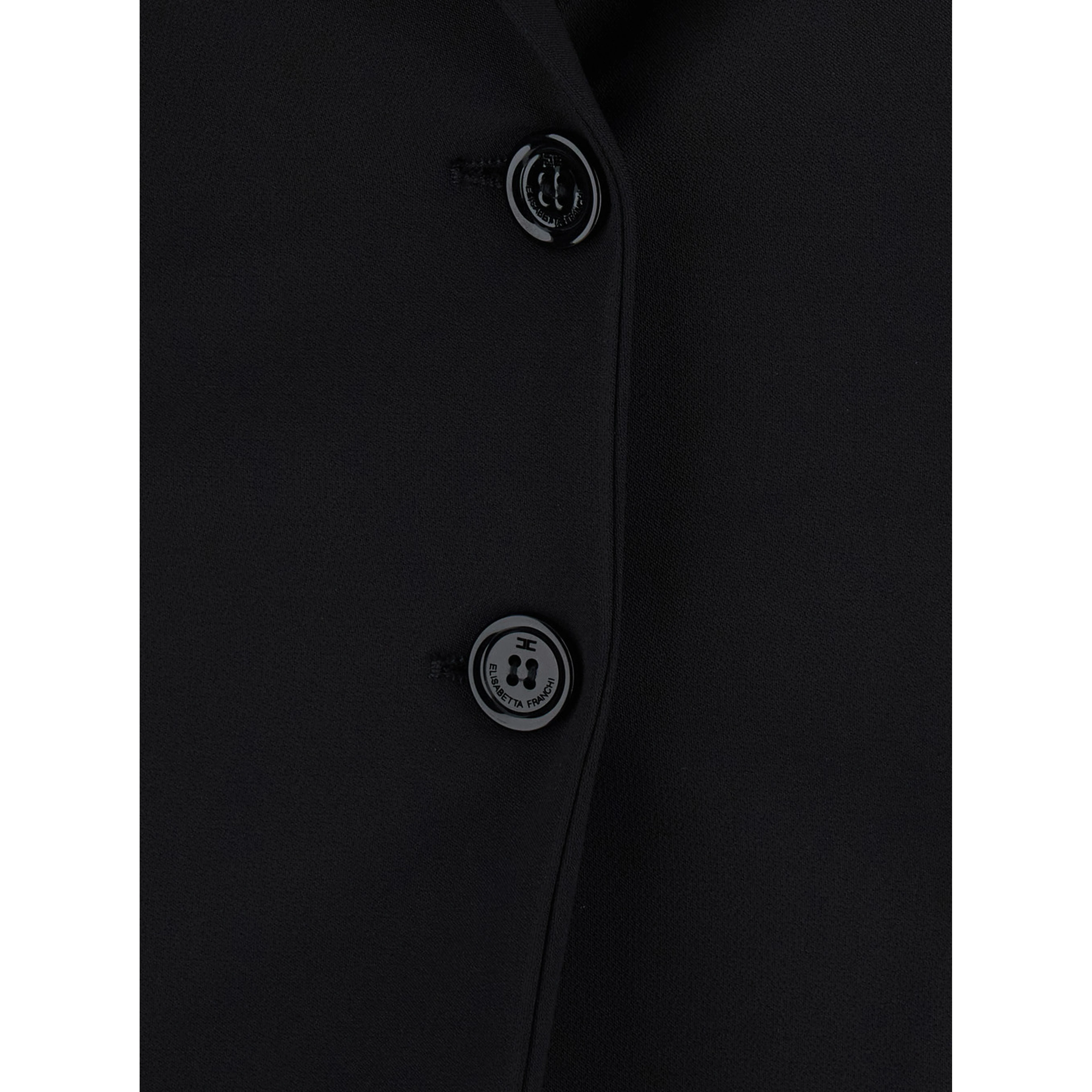 Black single-breasted jacket with Peak Revers in Fabric for Women