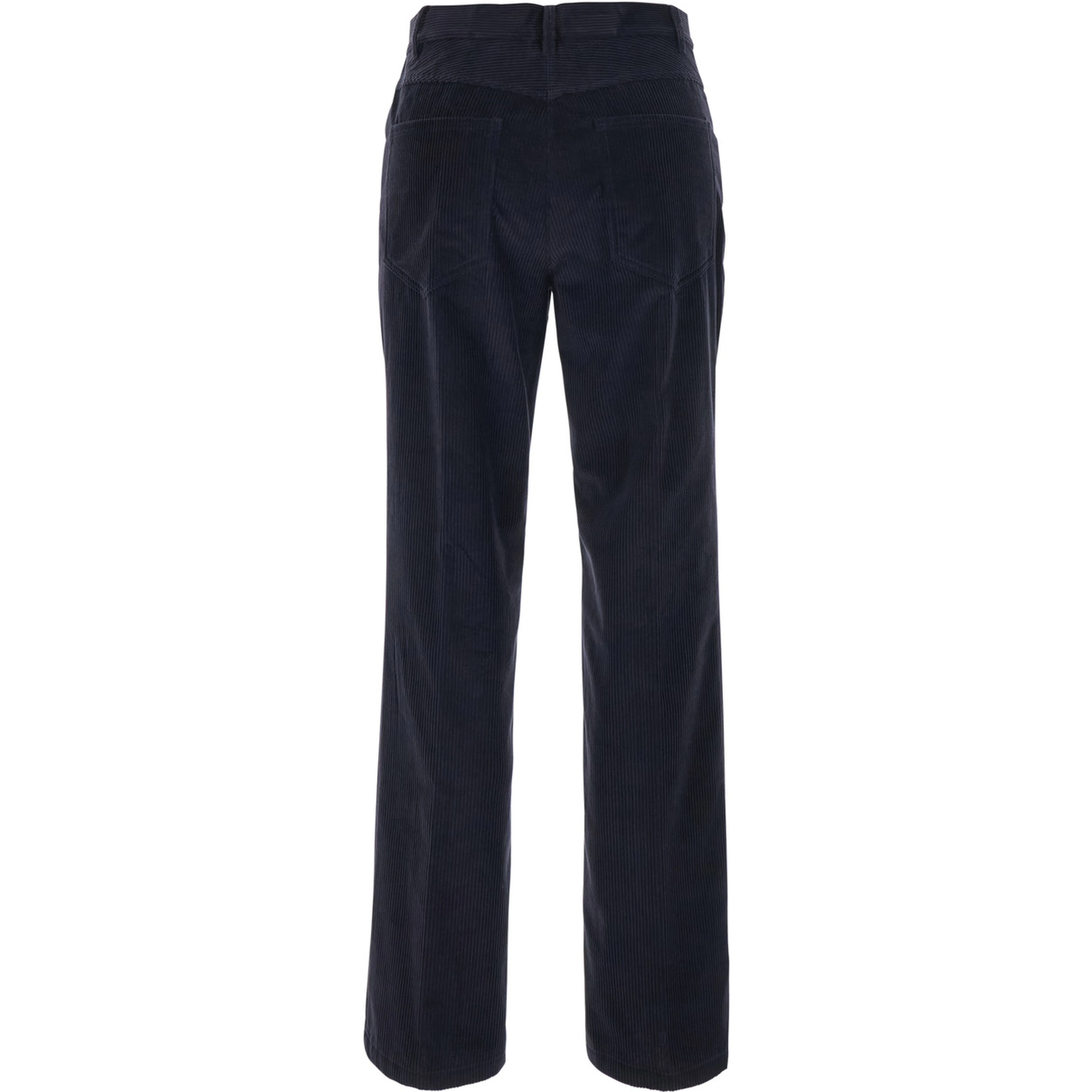 Blue Pants with Belt Loops and Five-Pocket Design in Corduroy for Women