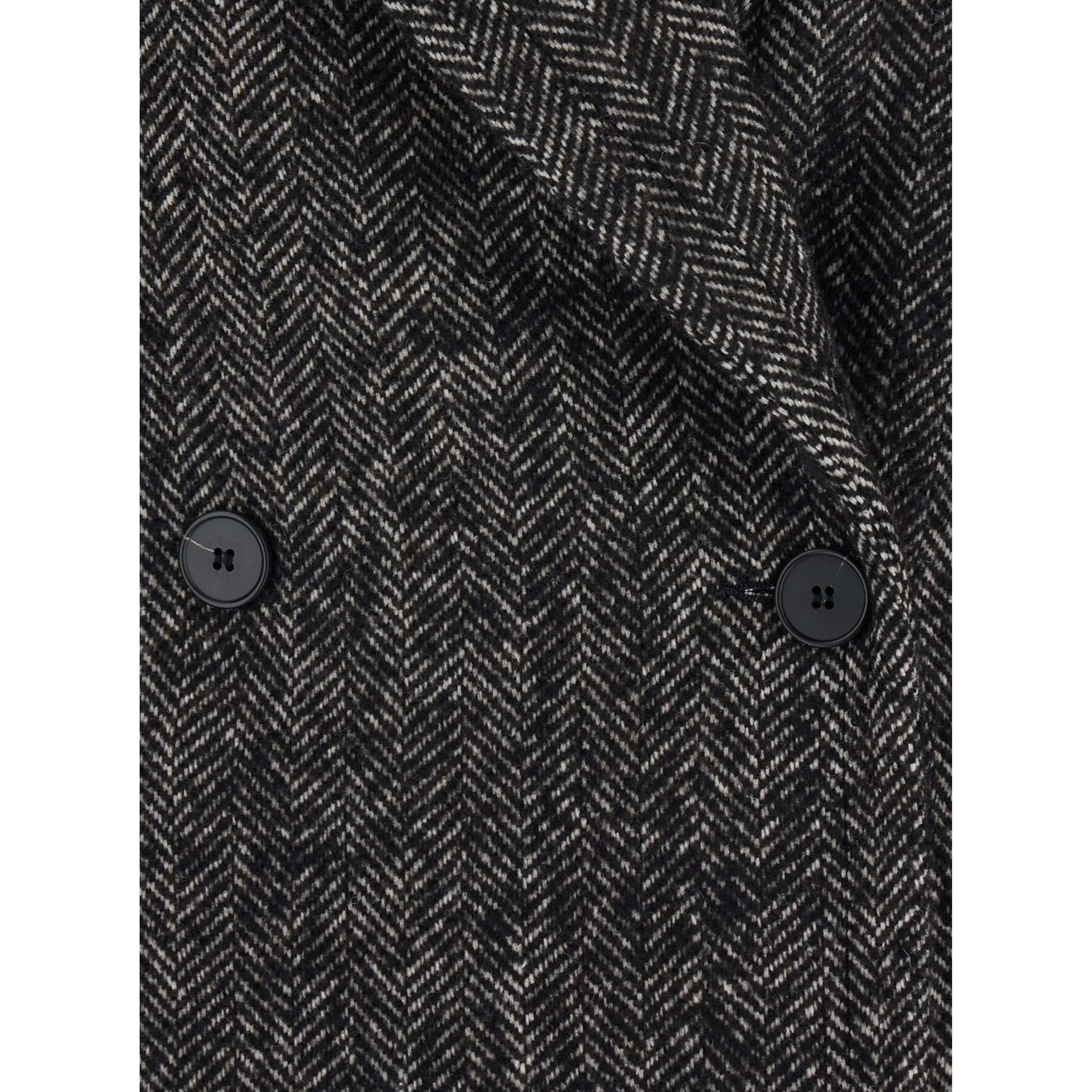 Black Oversized coat with double-breasted closure in fabric for women