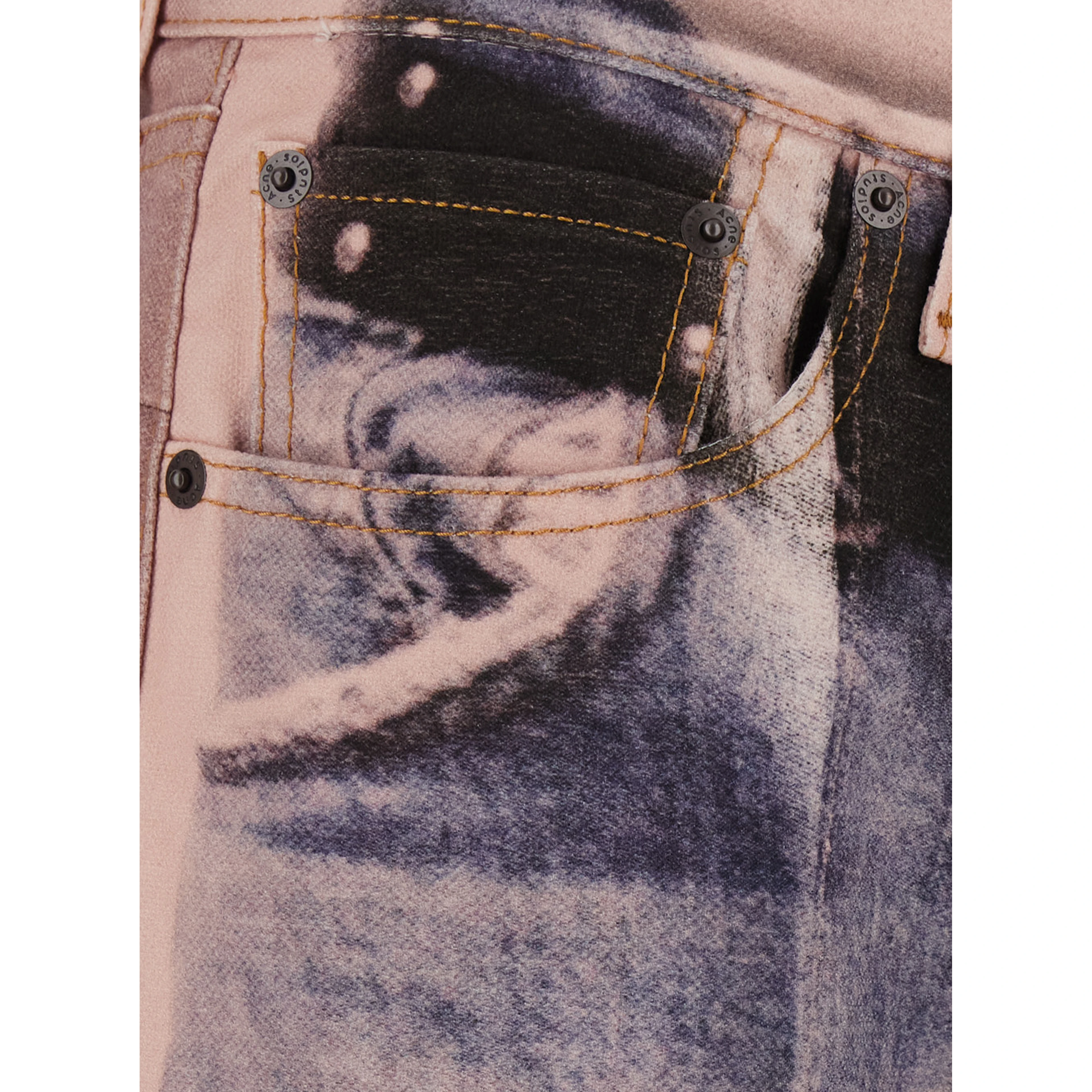Multicolor Jeans with logo patch on the back and graphic print in denim for men
