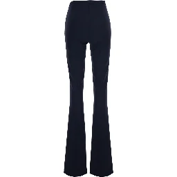 Flare Pants with Elegant Details and Blue Crepe Fabric