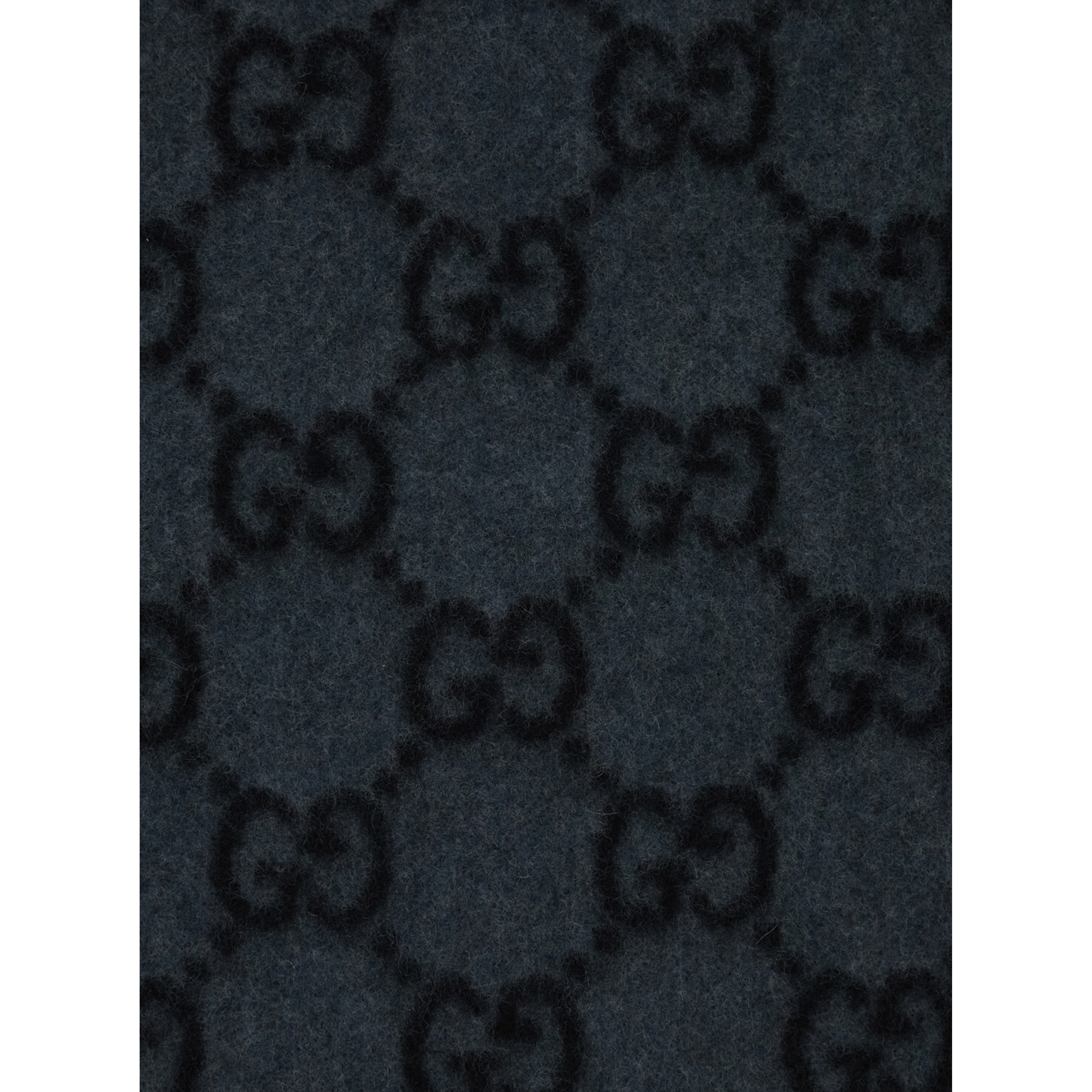 Fringed Edge Scarf with GG Jacquard Motif in Gray Cashmere for Men