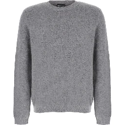Gray pullover with wool, mohair and polyamide for men