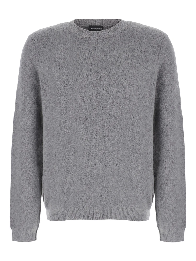 Gray pullover with wool, mohair and polyamide for men