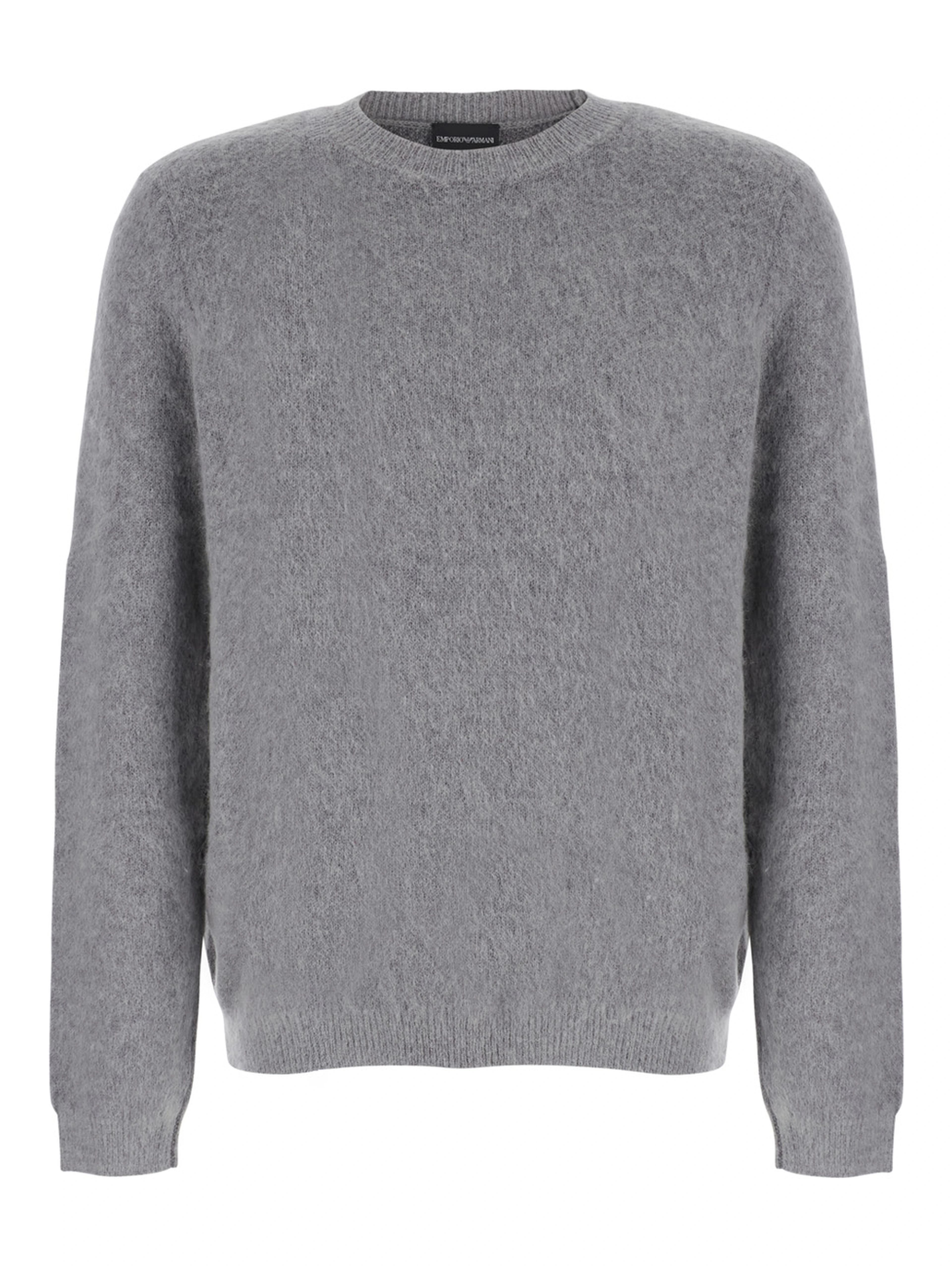 Gray pullover with wool, mohair and polyamide for men