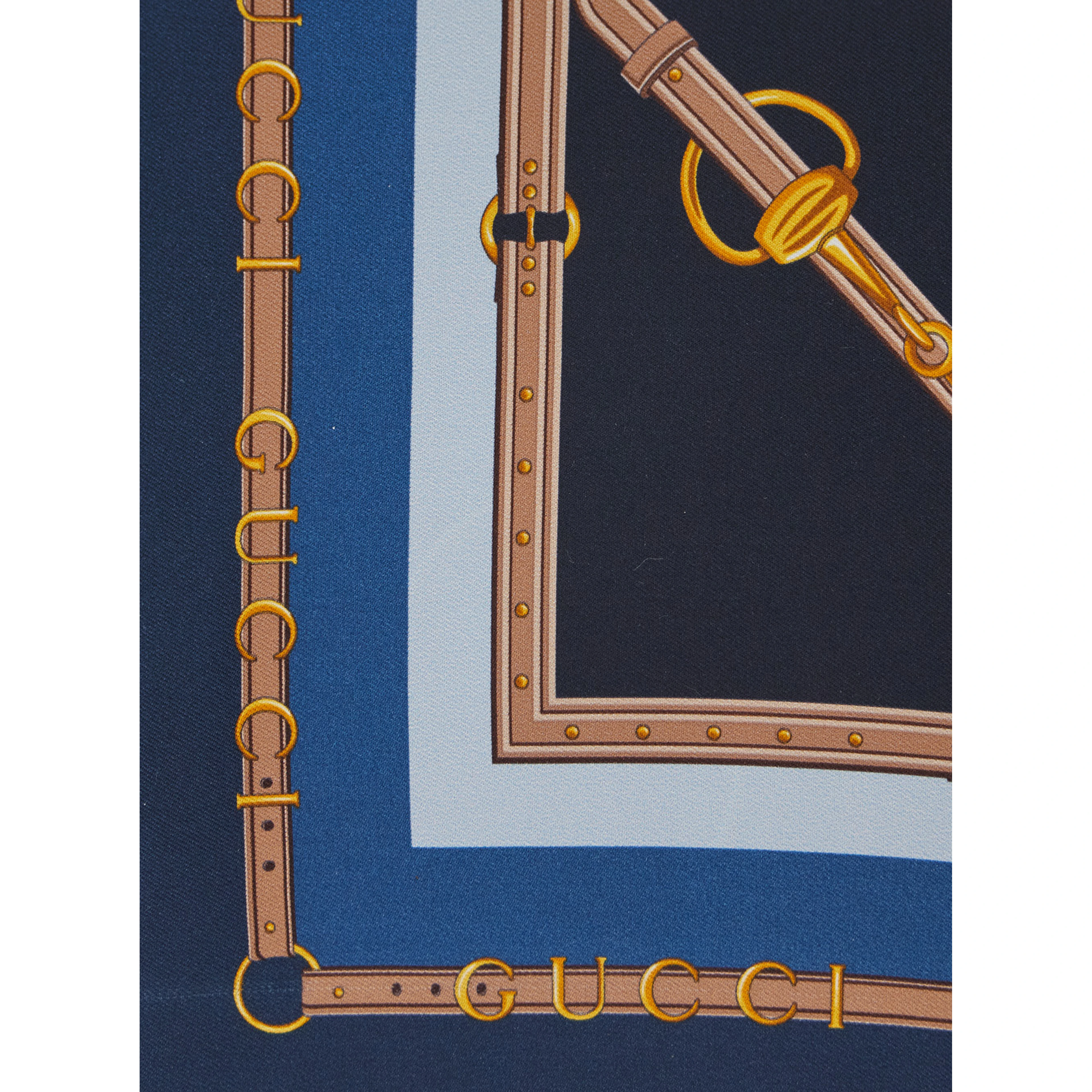 Blue Square Scarf with Equestrian Print in SIlk for Women