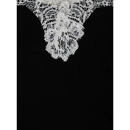 Black Long dress with spaghetti straps and all-over lace details in fabric for women