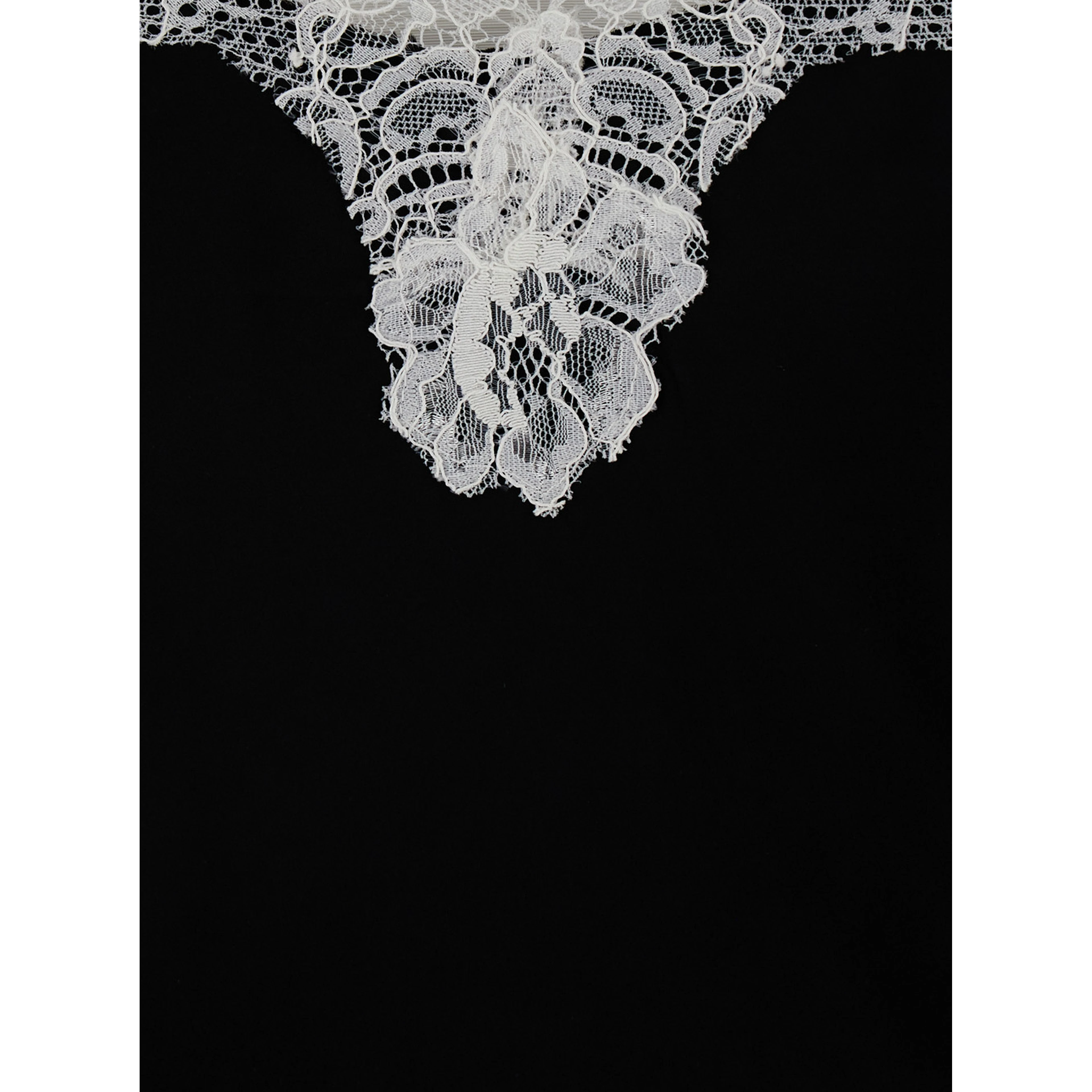 Black Long dress with spaghetti straps and all-over lace details in fabric for women