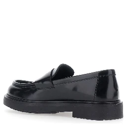 Black Loafers with Embossed Logo on the Front and Patent  Finish in Ecoleather Boy