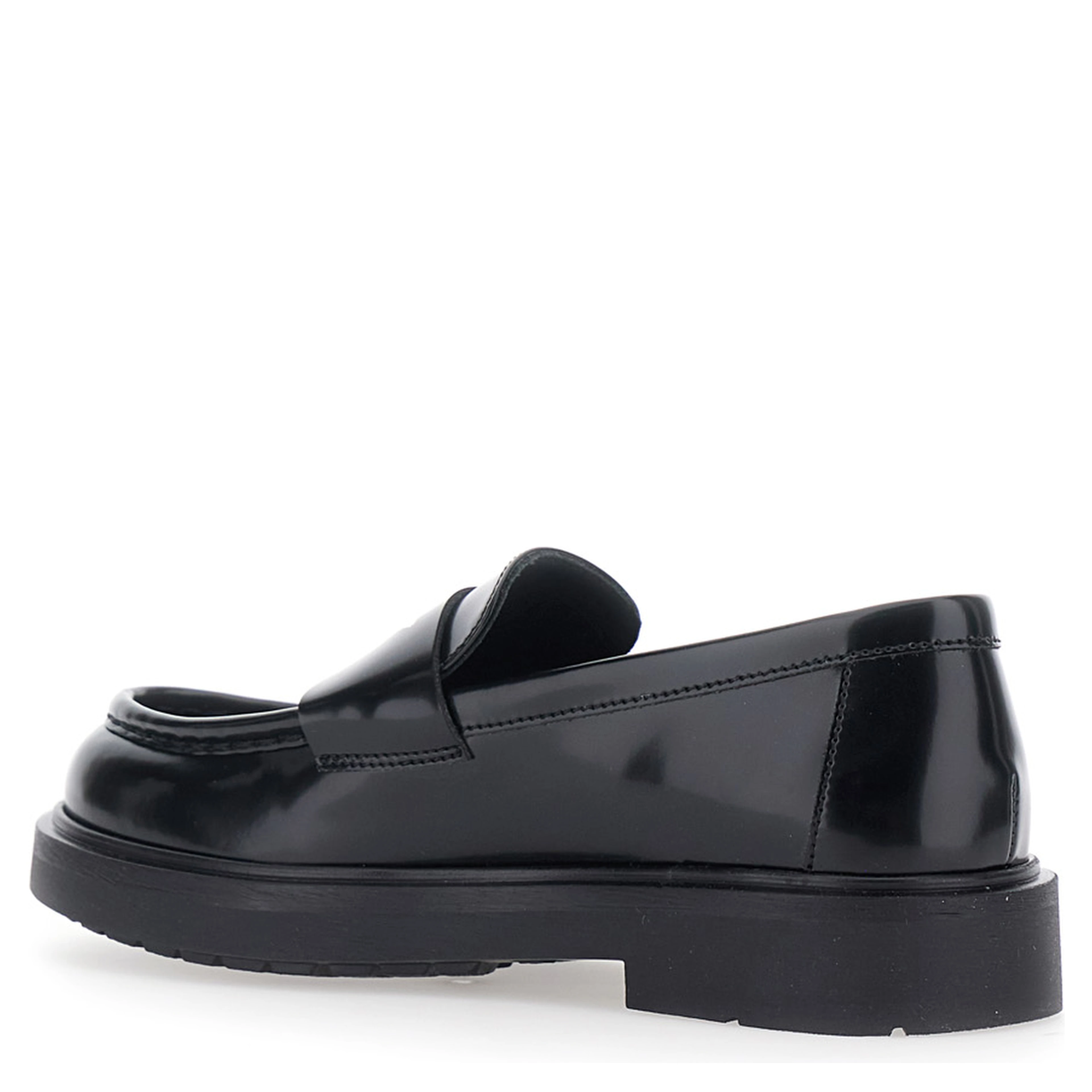 Black Loafers with Embossed Logo on the Front and Patent  Finish in Ecoleather Boy