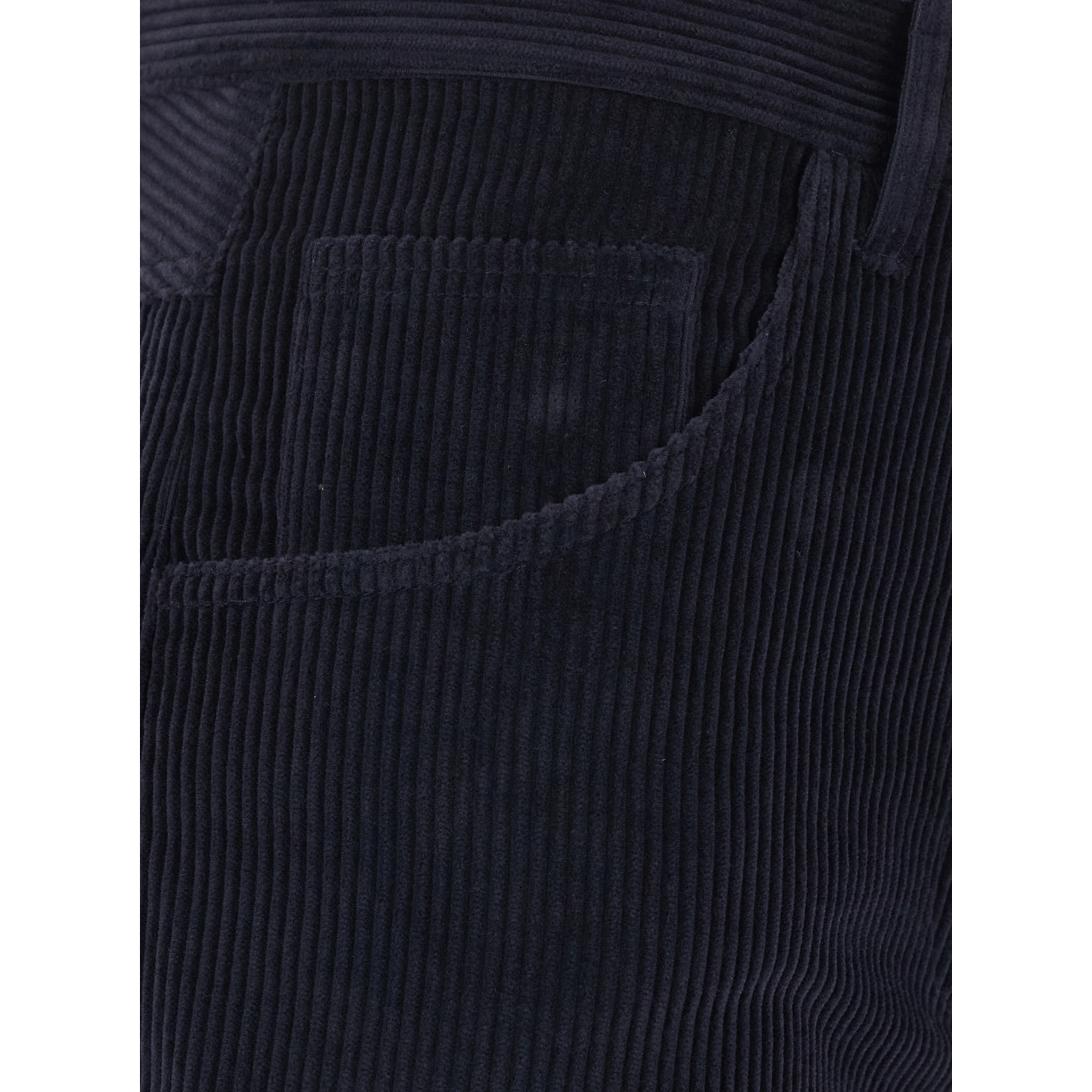Blue Pants with Belt Loops and Five-Pocket Design in Corduroy for Women