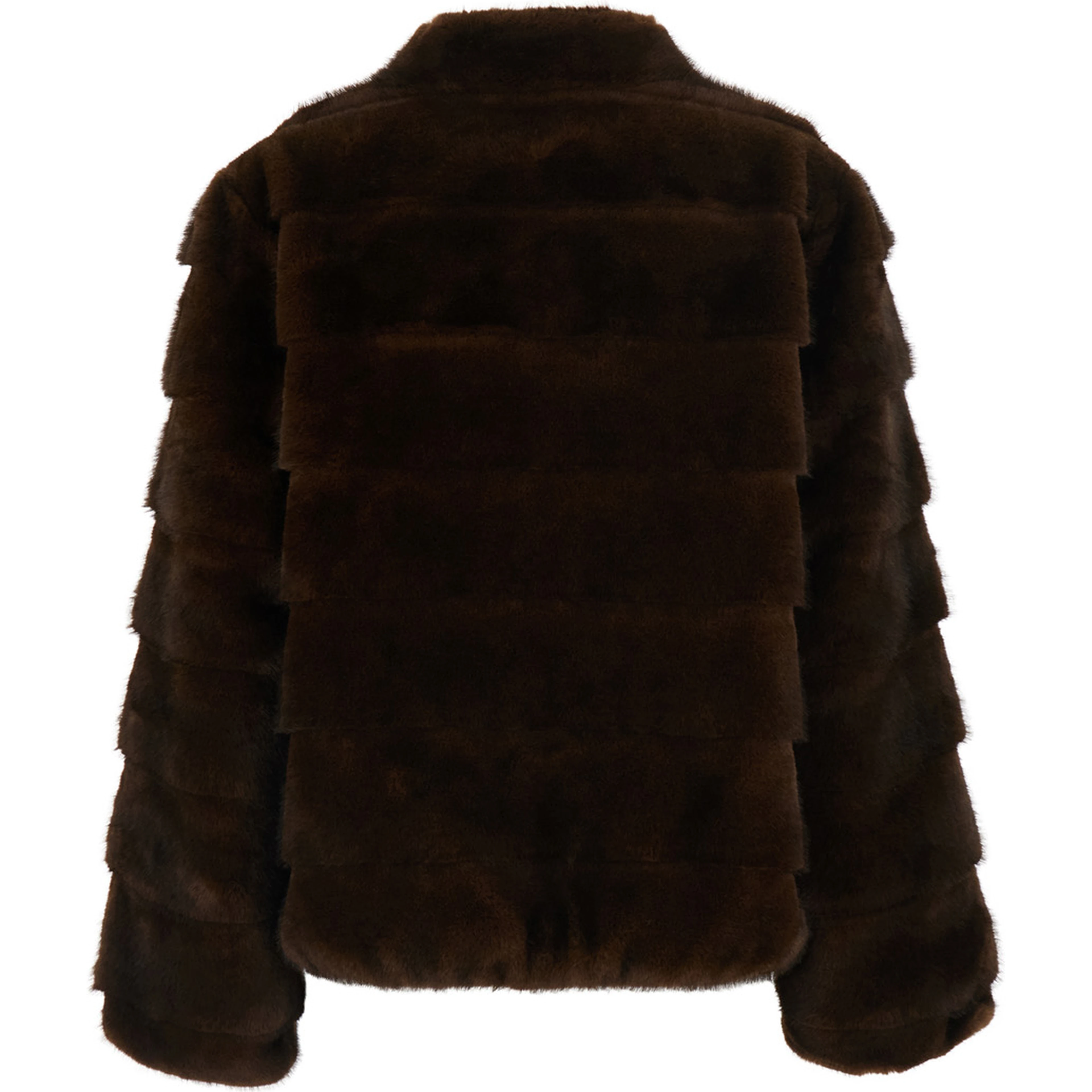 Brown Shearling with raised collar in eco-fur for women