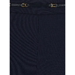 Flare Pants with Elegant Details and Blue Crepe Fabric