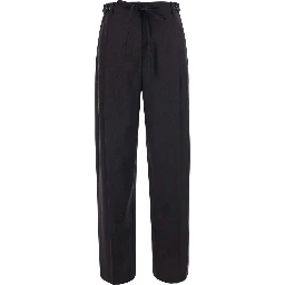 Fox Brown Pants with front drawstring and button closure on the side in blend wool for women