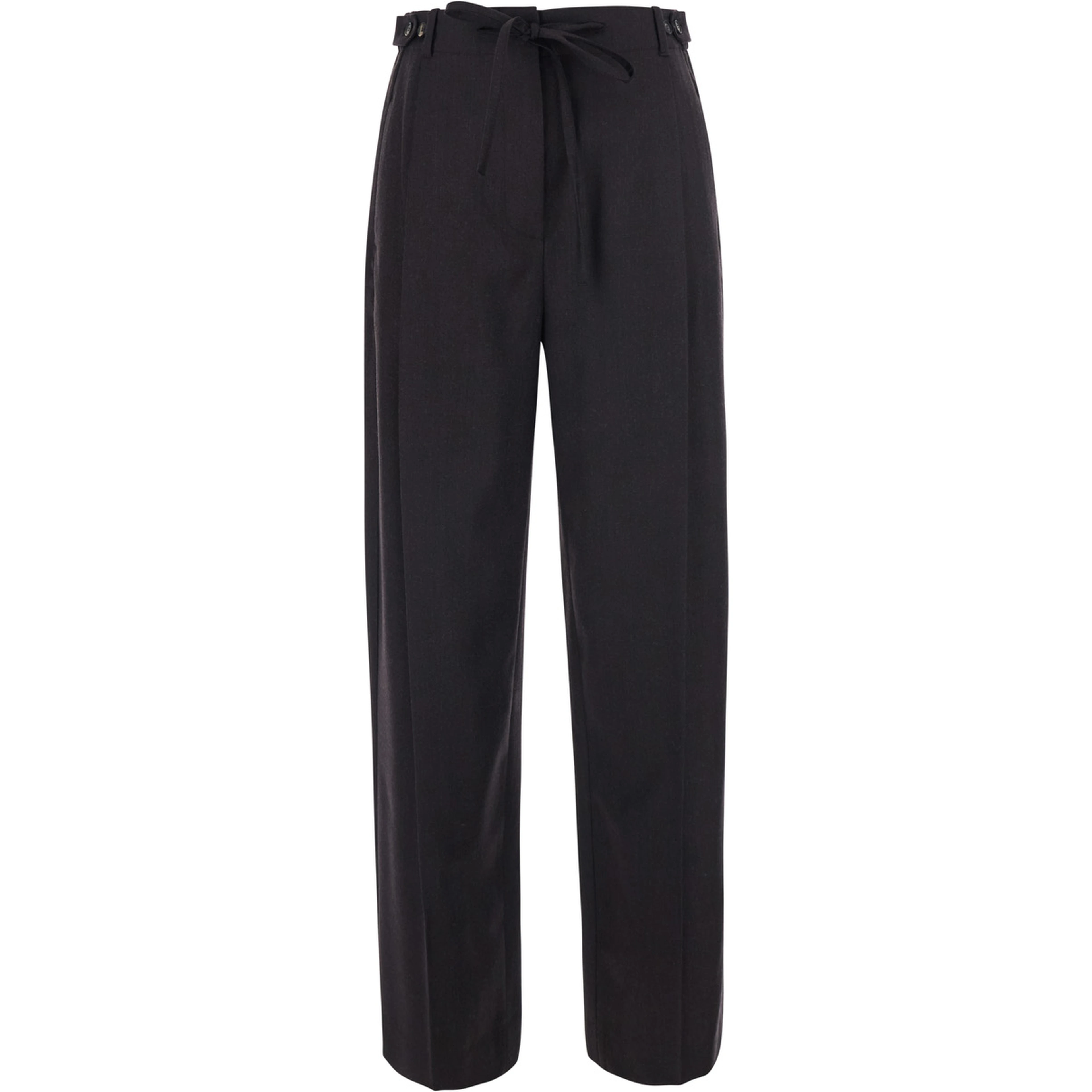 Fox Brown Pants with front drawstring and button closure on the side in blend wool for women