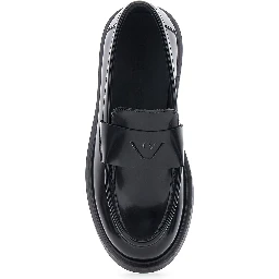 Black Loafers with Embossed Logo on the Front and Patent  Finish in Ecoleather Boy