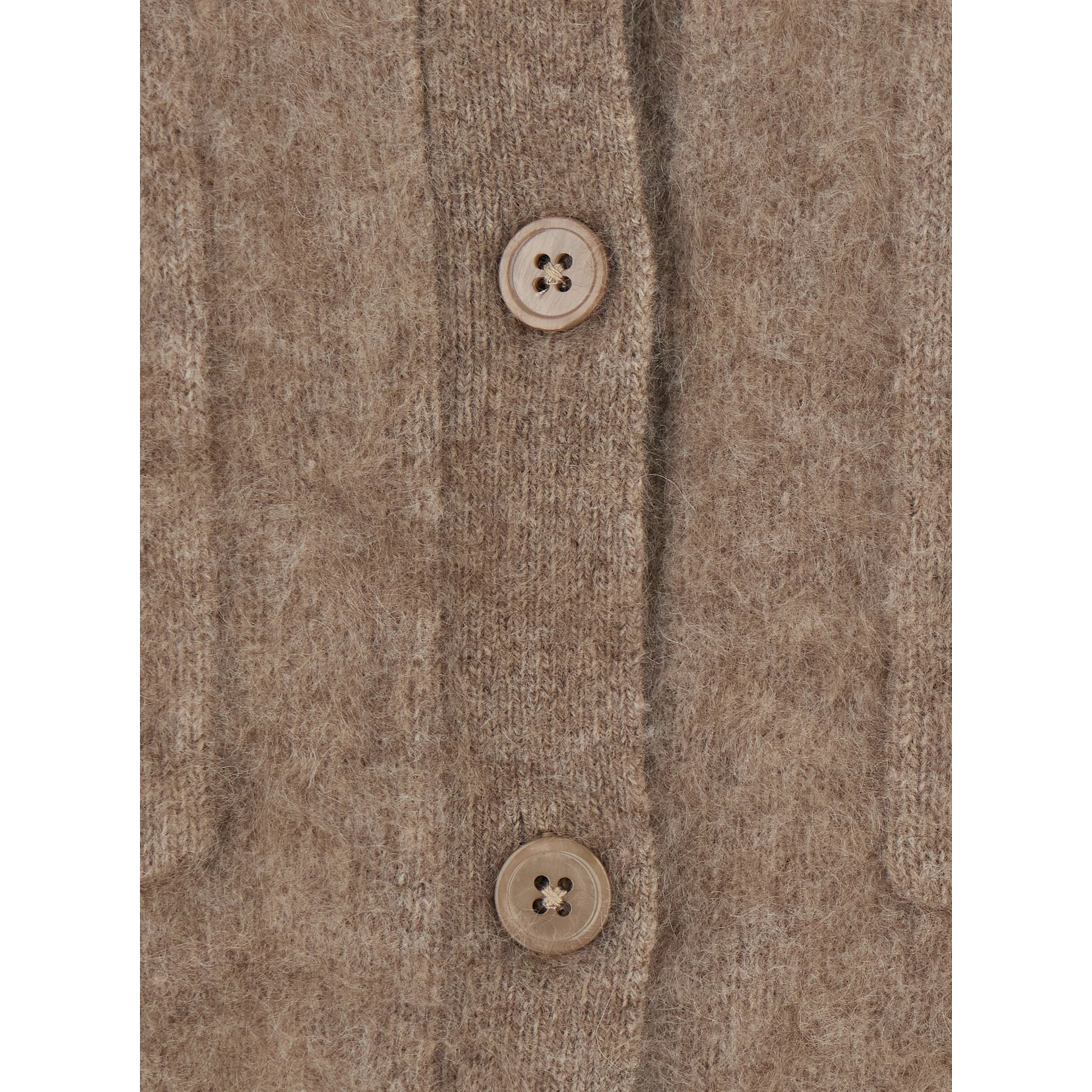beige Sweater with classic collar and Patch pockets in wool and yak for women