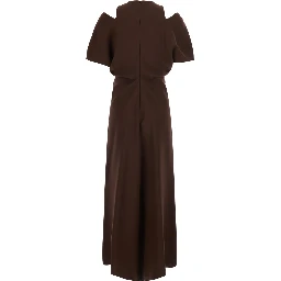 Brown Midi dress with cut-out shoulders in Tech Fabric for women