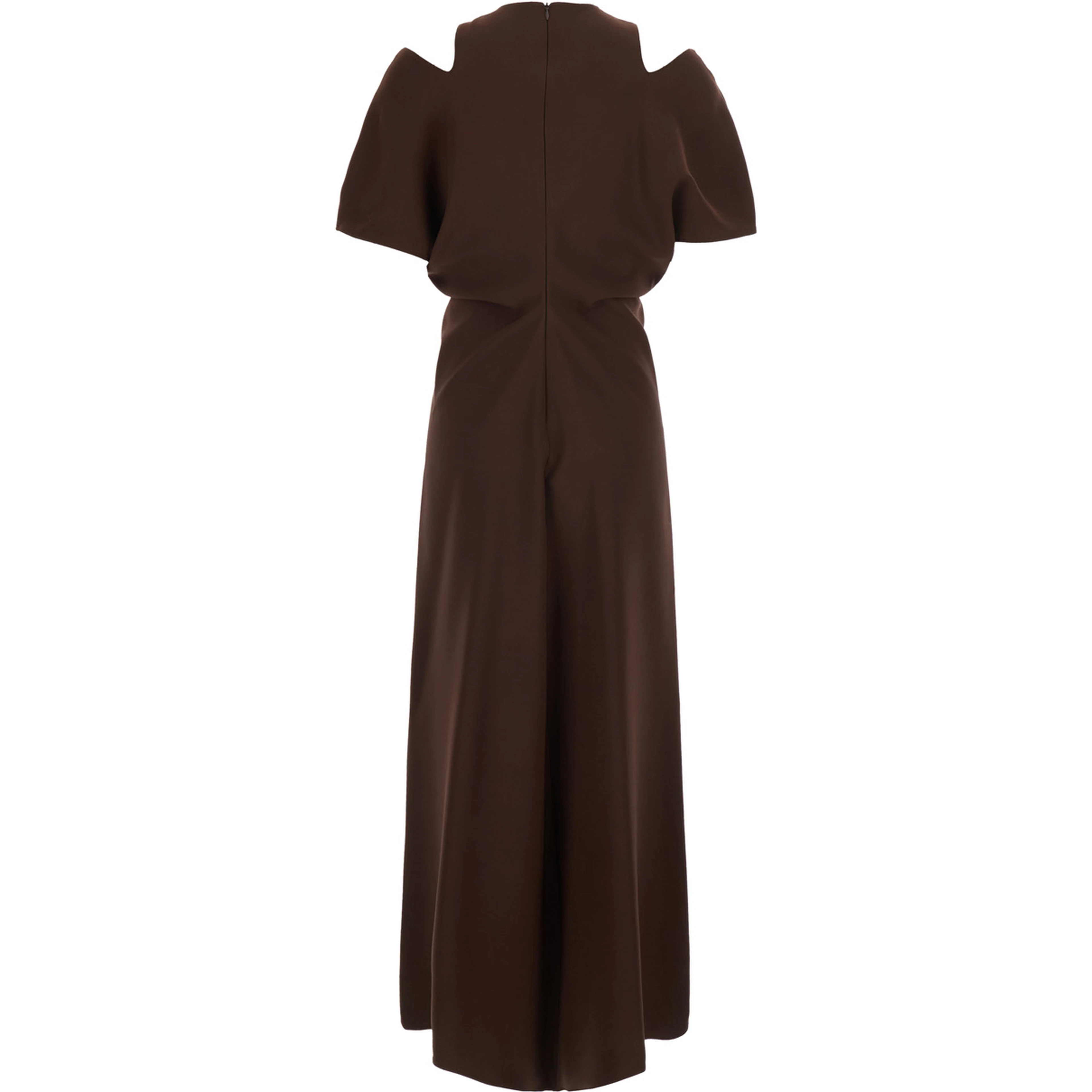 Brown Midi dress with cut-out shoulders in Tech Fabric for women