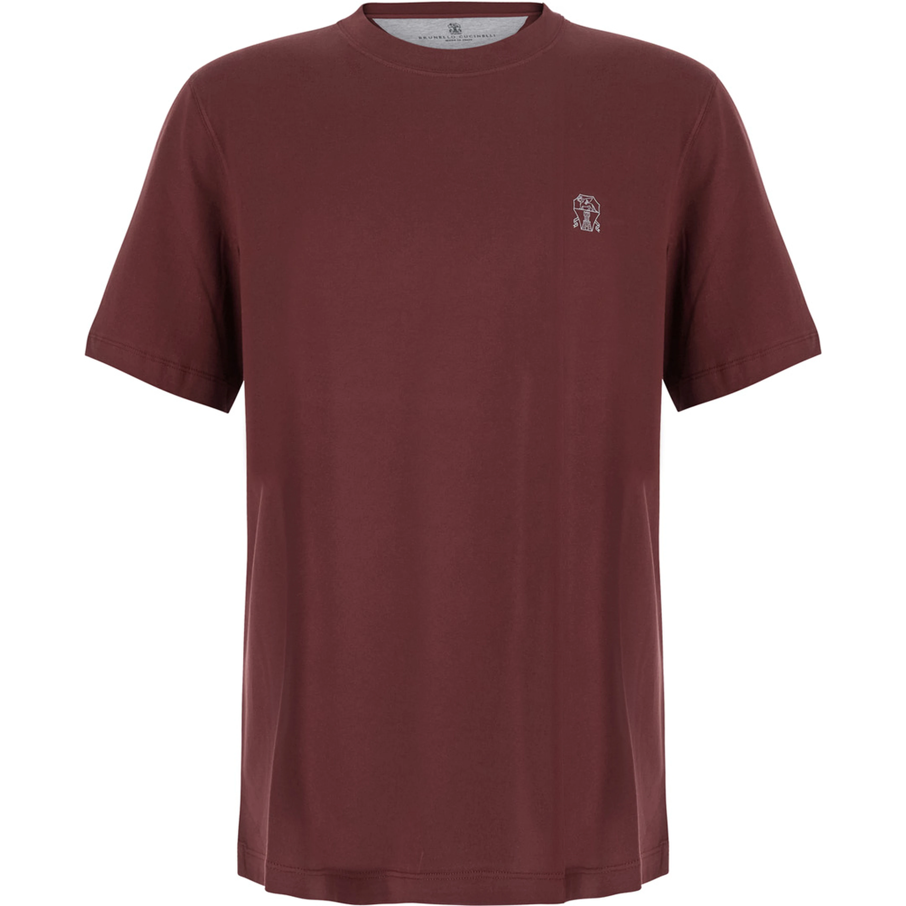 burgundy T-shirt with printed logo on the chest in cotton for men
