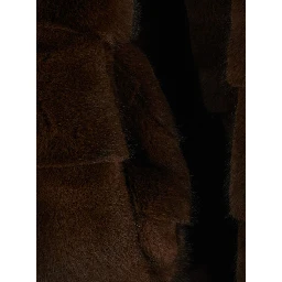 Brown Shearling with raised collar in eco-fur for women