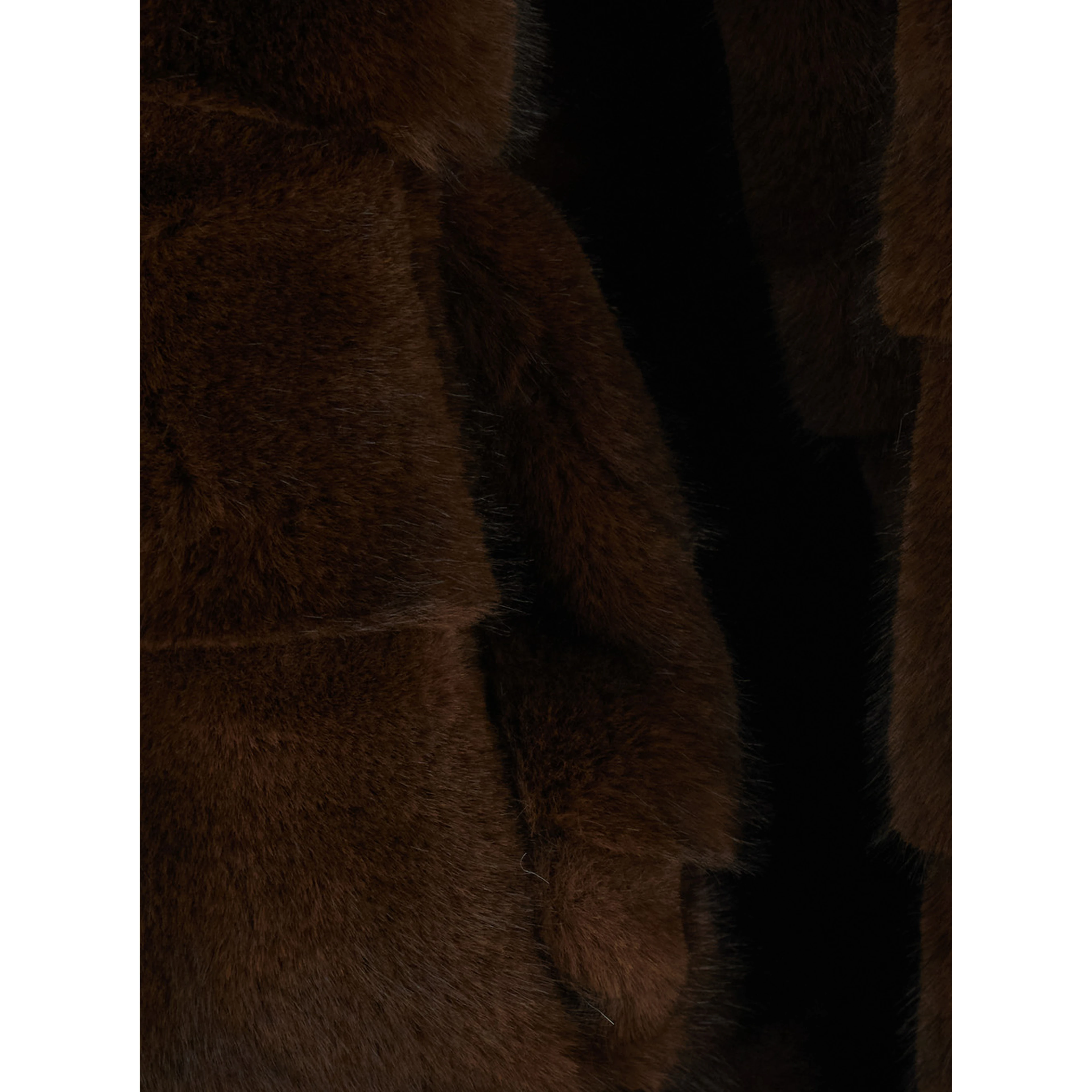 Brown Shearling with raised collar in eco-fur for women