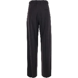 Fox Brown Pants with front drawstring and button closure on the side in blend wool for women