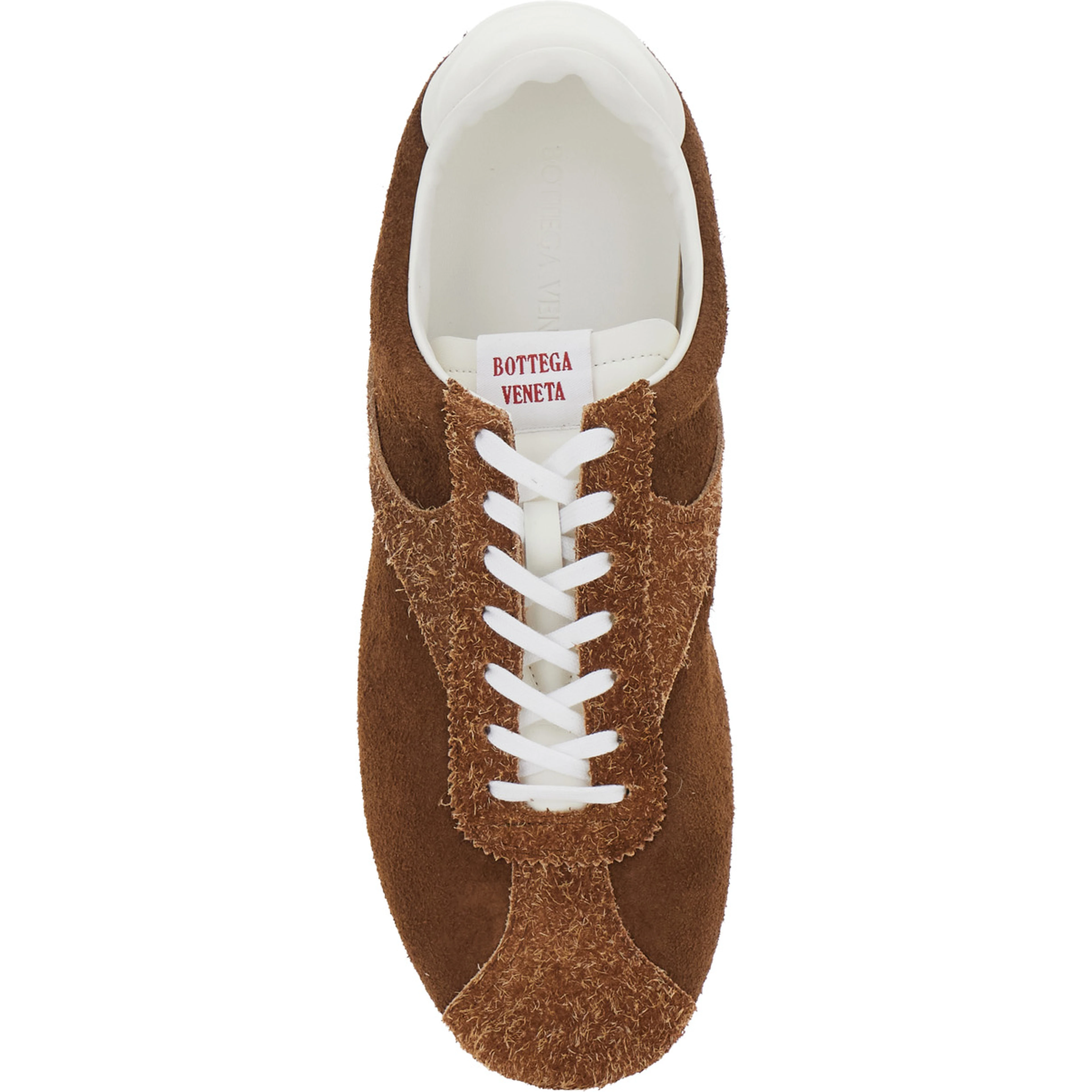 Brown Low Top Sneakers with Logo Patch on the Tongue in Suede for Men