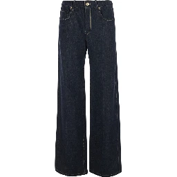 Blue Wide Leg Jeans with Monile on the Back in Denim for Women