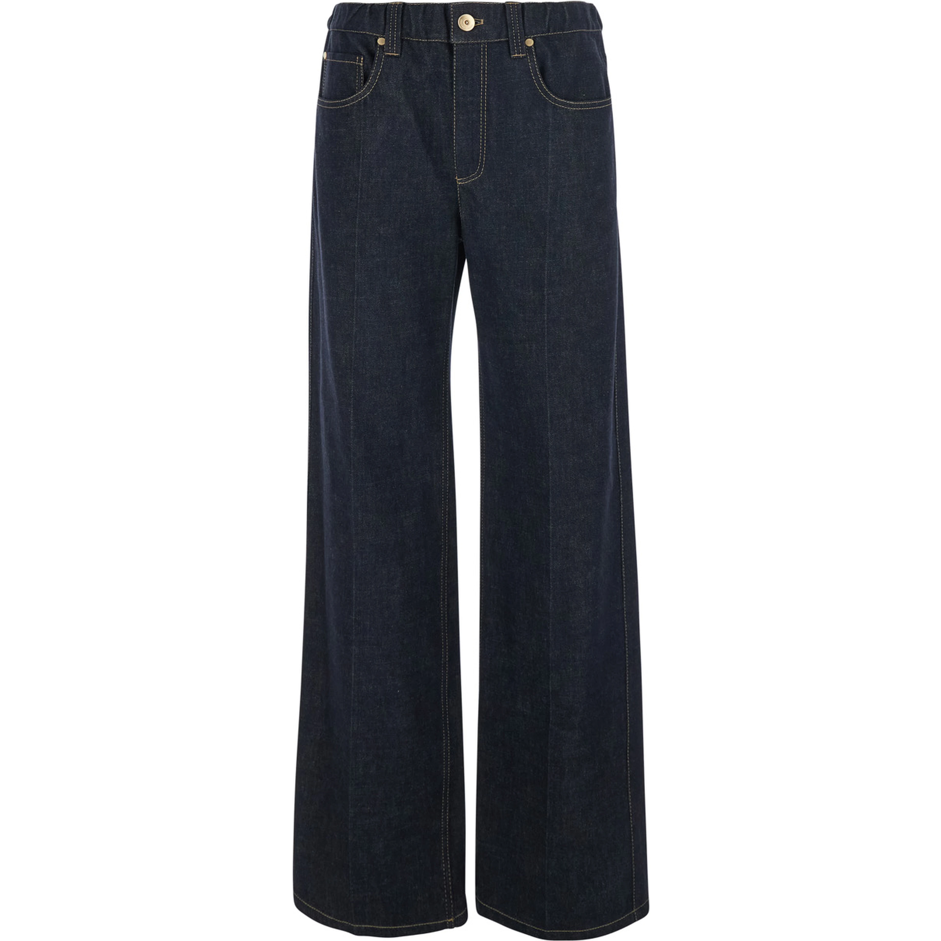 Blue Wide Leg Jeans with Monile on the Back in Denim for Women