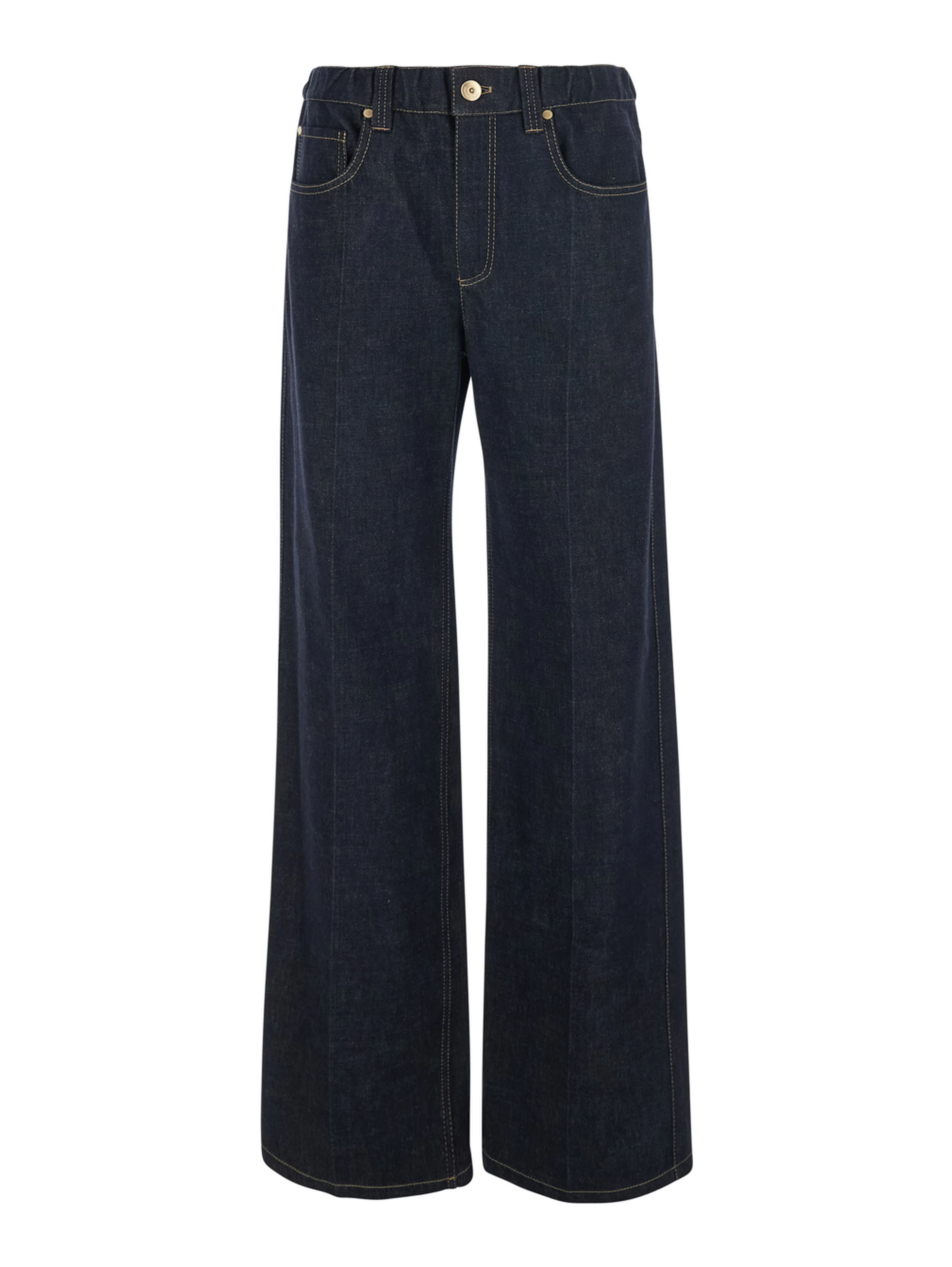 Blue Wide Leg Jeans with Monile on the Back in Denim for Women